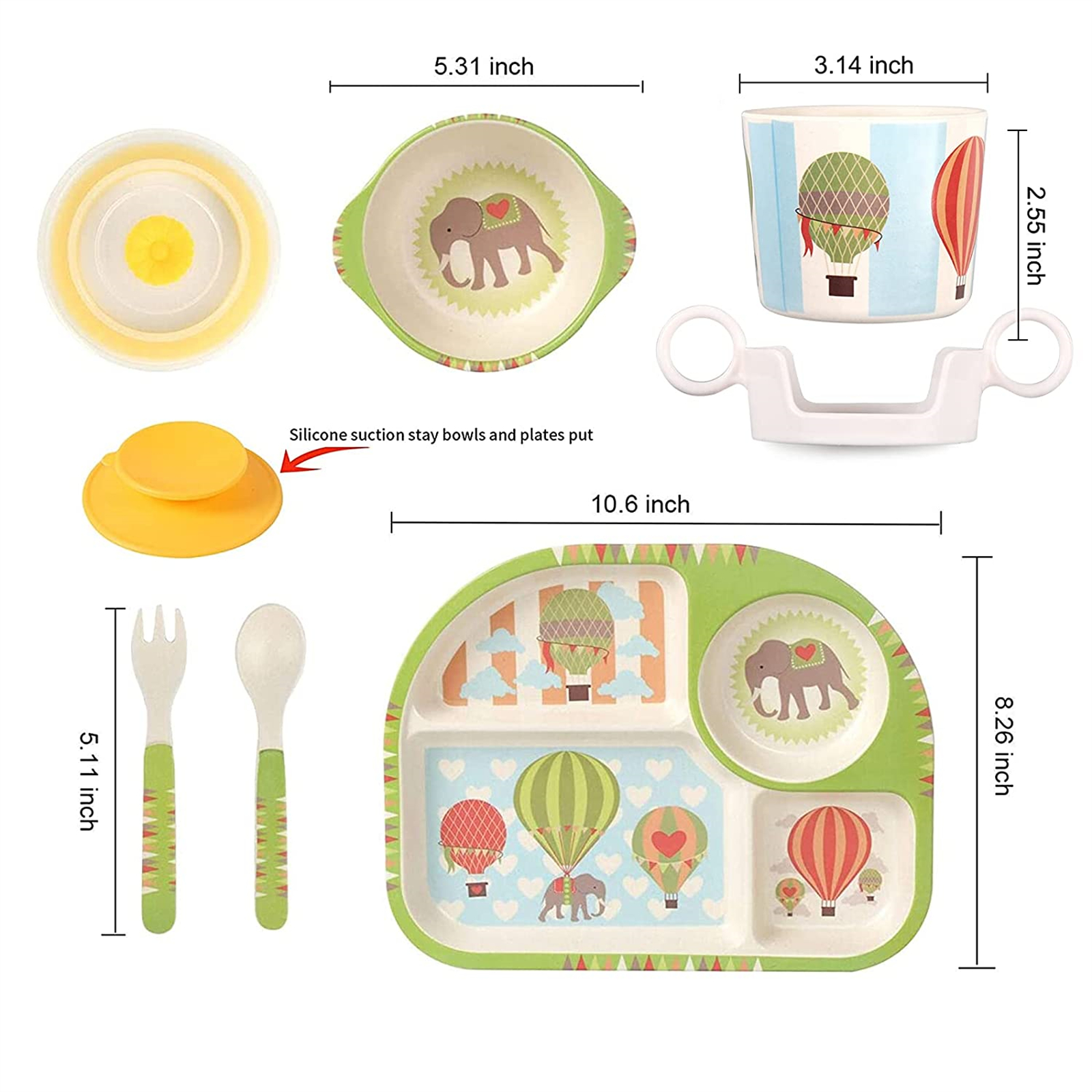 Shopwithgreen Bamboo Kids Dinnerware Set 7 pcs-shopwithgreen