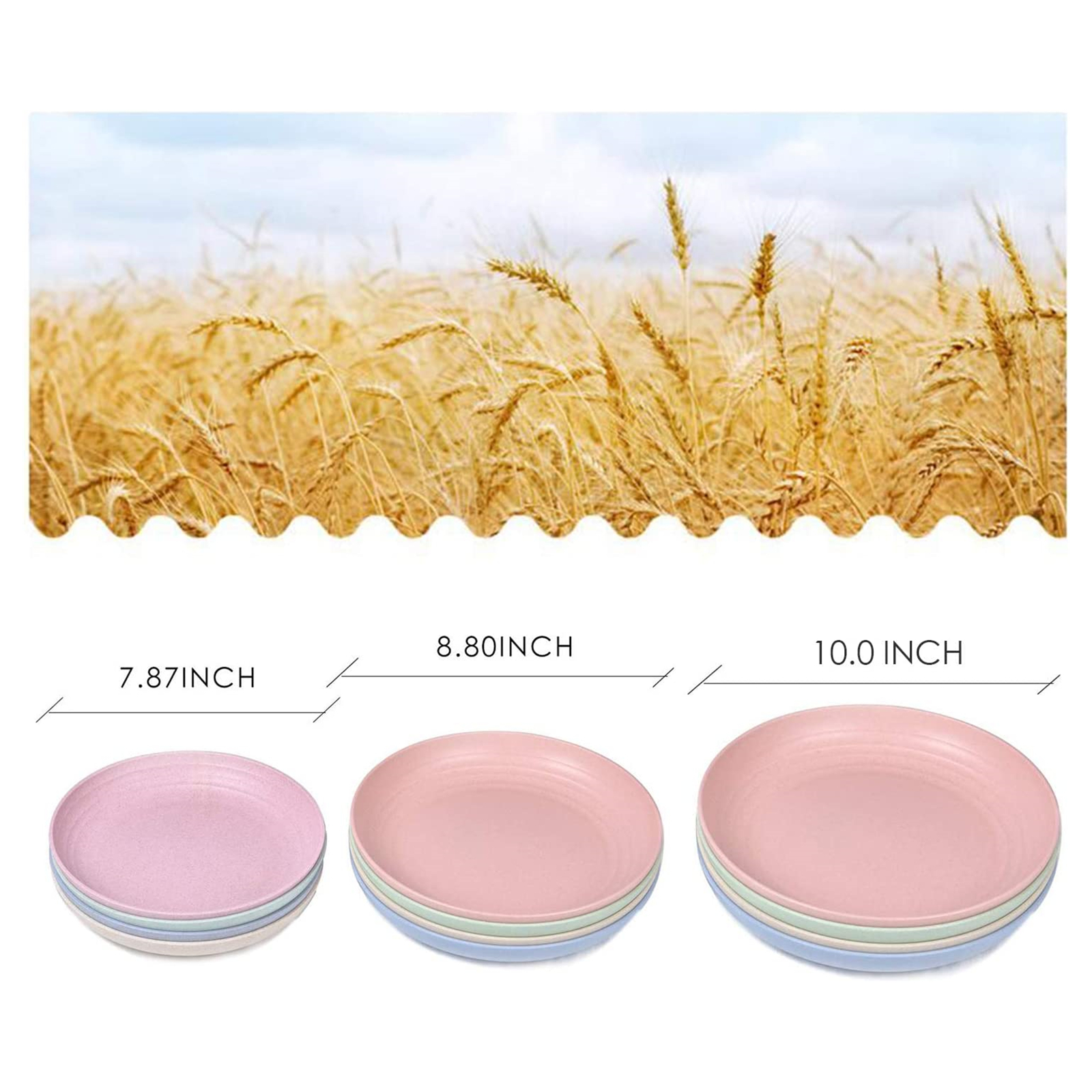 Shopwithgreen Wheat Straw Plastic Plates - 4pcs 10 inch Pale Blush-shopwithgreen