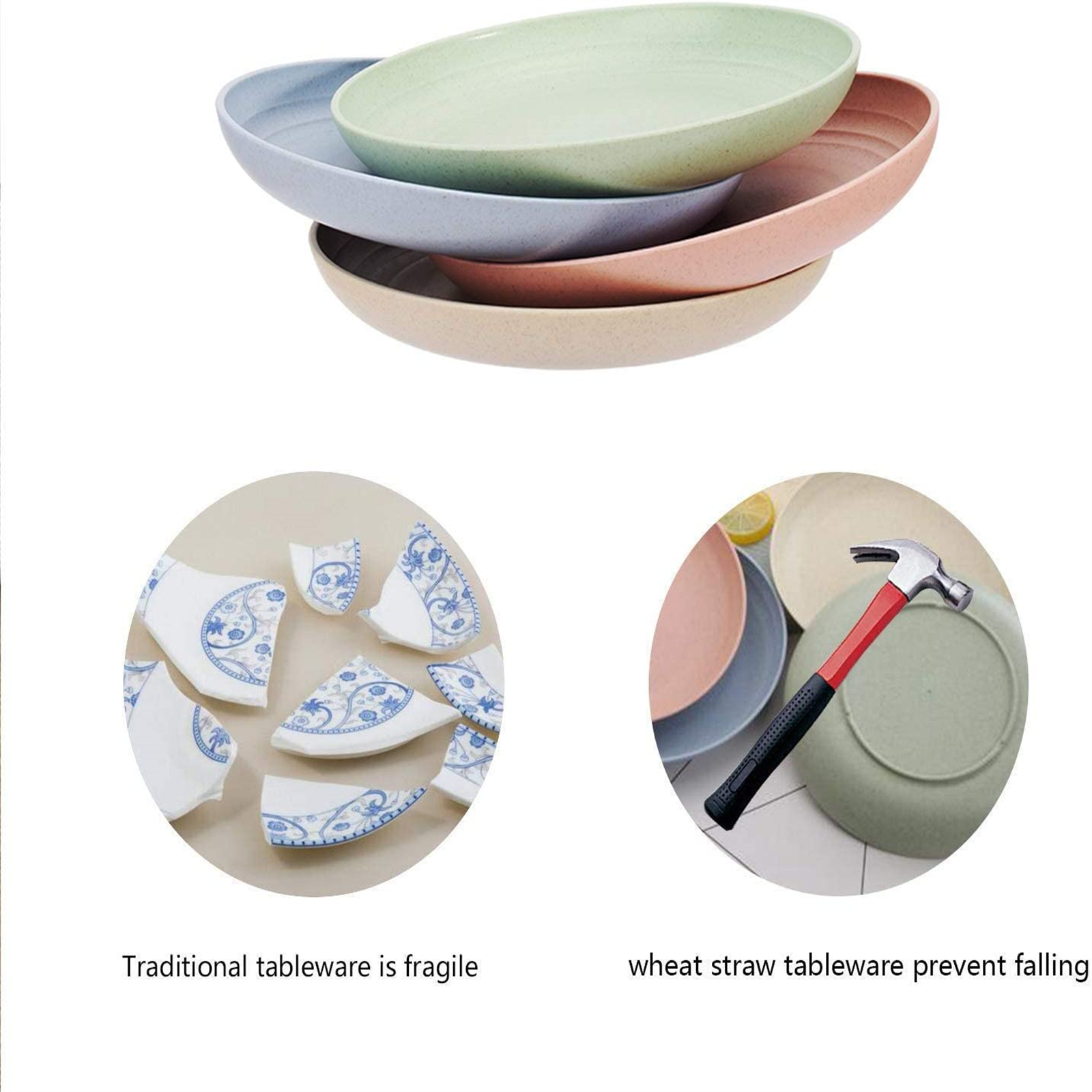 Shopwithgreen Wheat Straw Plastic Plates - 4pcs 8.8 inch Pale Blush-shopwithgreen