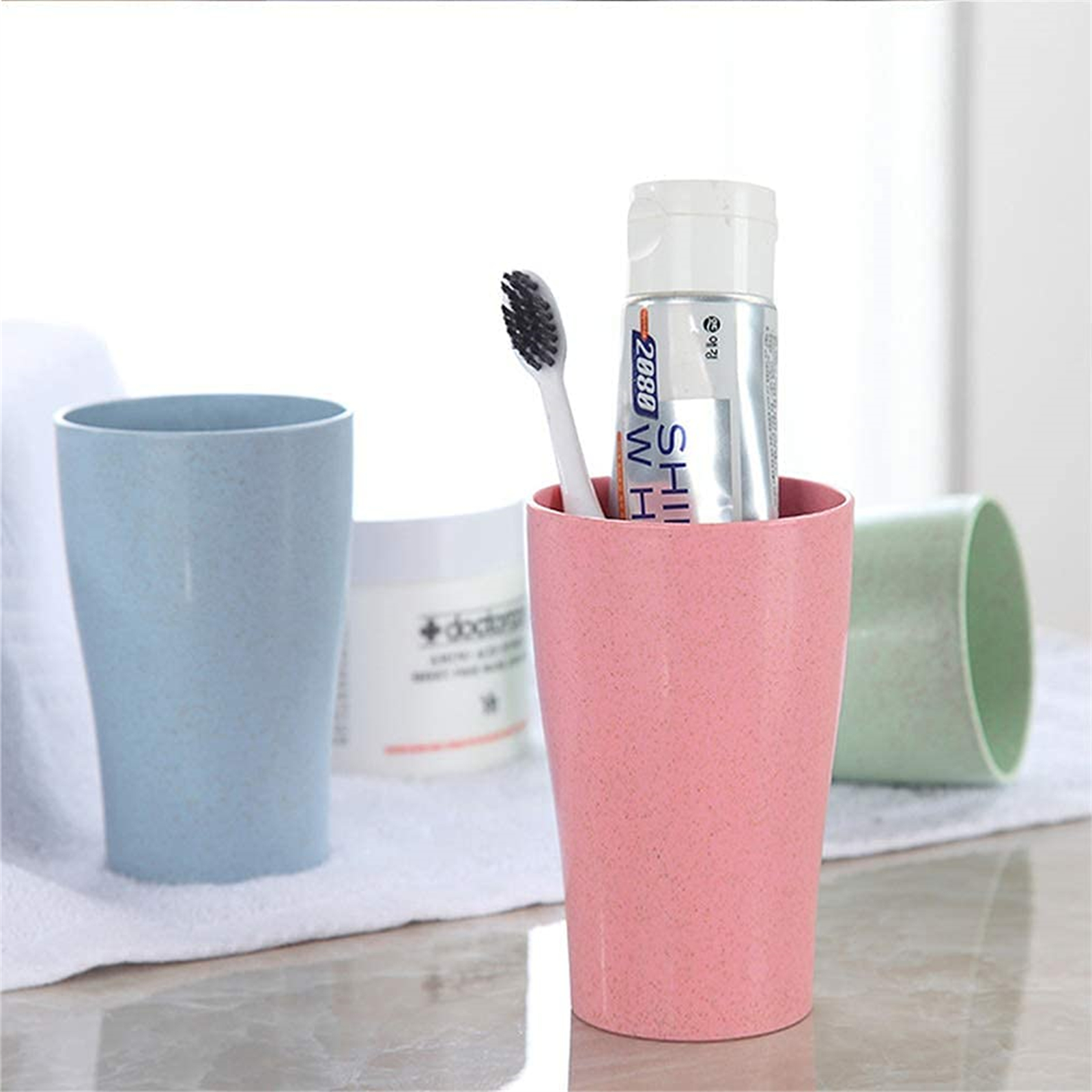 Shopwithgreen Wheat Straw Drinking Tumblers - 6pcs 14 OZ Pale Blush-shopwithgreen