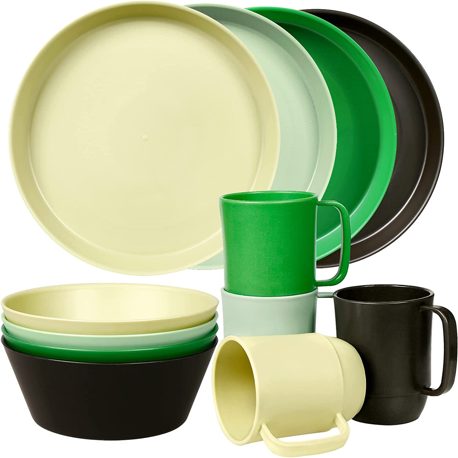 Shopwithgreen Lightweight & Unbreakable Plastic Dinnerware Sets - 12 PCS-shopwithgreen