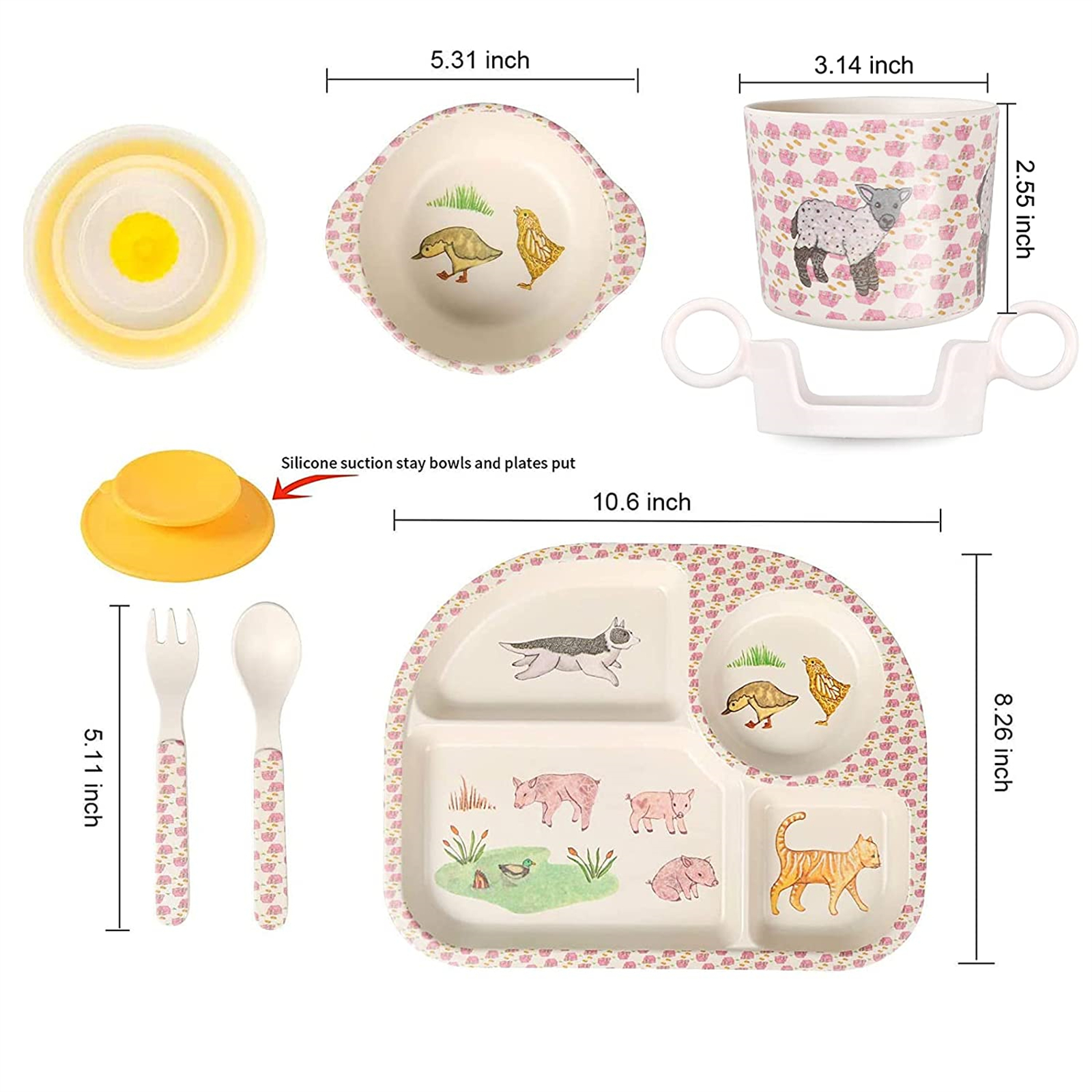 Shopwithgreen Bamboo Kids Dinnerware Set 7 pcs-shopwithgreen