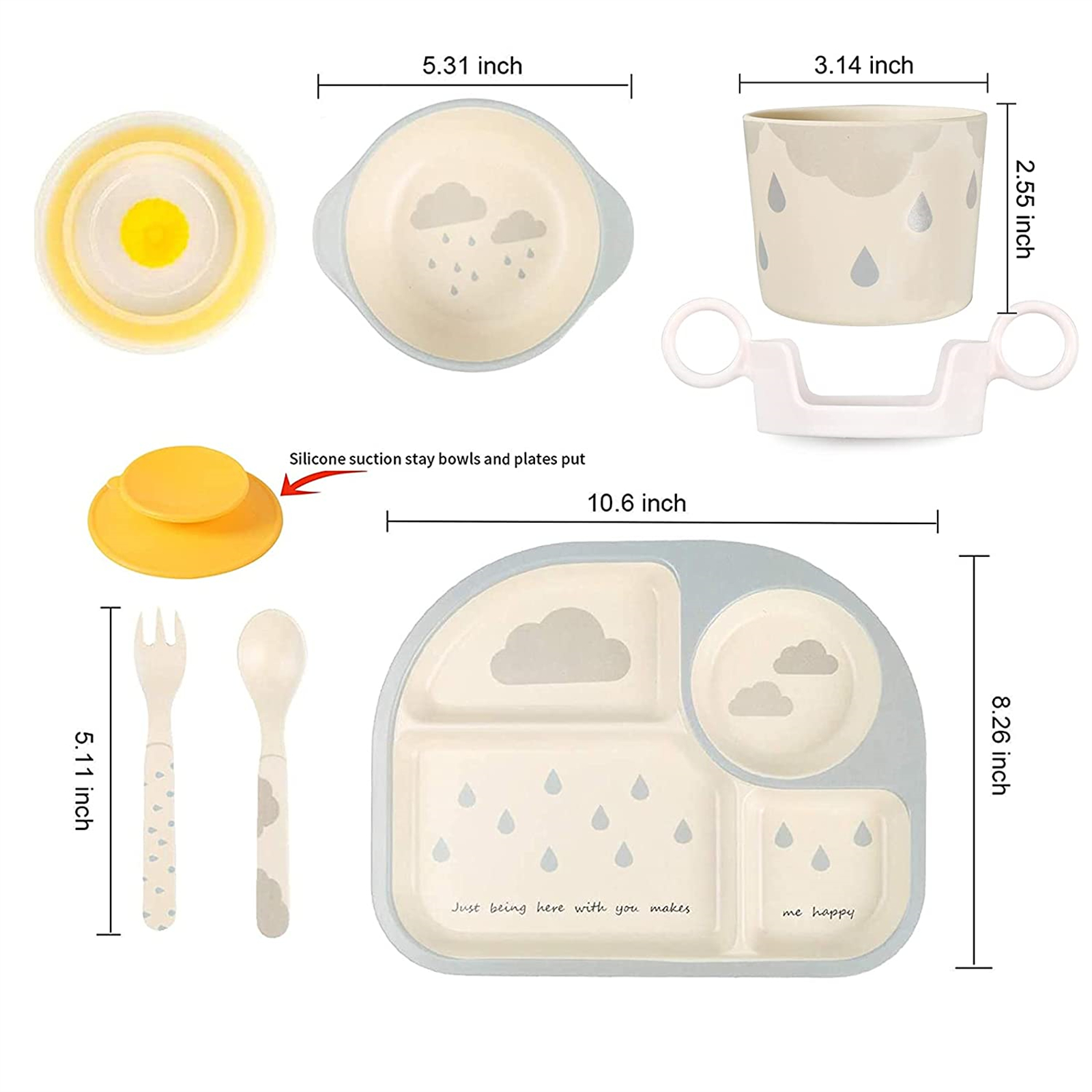 shopwithgreen Unbreakable Kids Bowls -Microwave Dishwasher Safe- Wheat  Straw Snack Bowl Sets for Kids/Toddler/Children/Baby Feeding - 4 Bowls and  4 Spoons, Lightweight and Durable (Small)