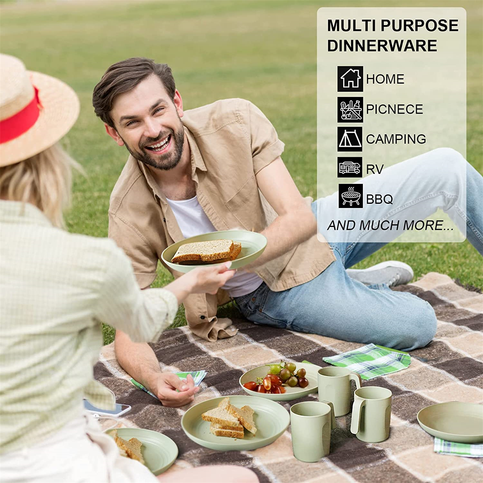 Shopwithgreen Lightweight & Unbreakable Plastic Dinnerware Sets - 16 PCS-shopwithgreen