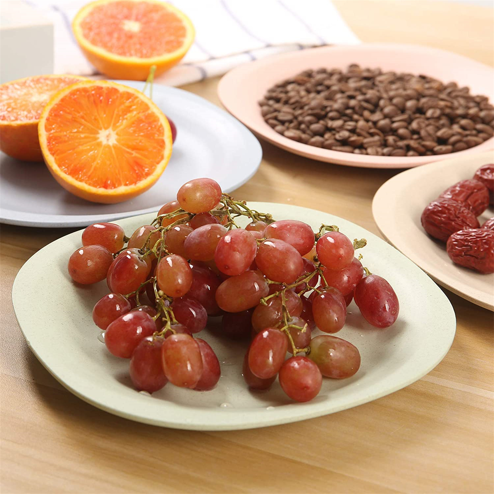 Shopwithgreen Wheat Straw Plastic Plates - 4pcs 7.3 inch Pale Blush-shopwithgreen