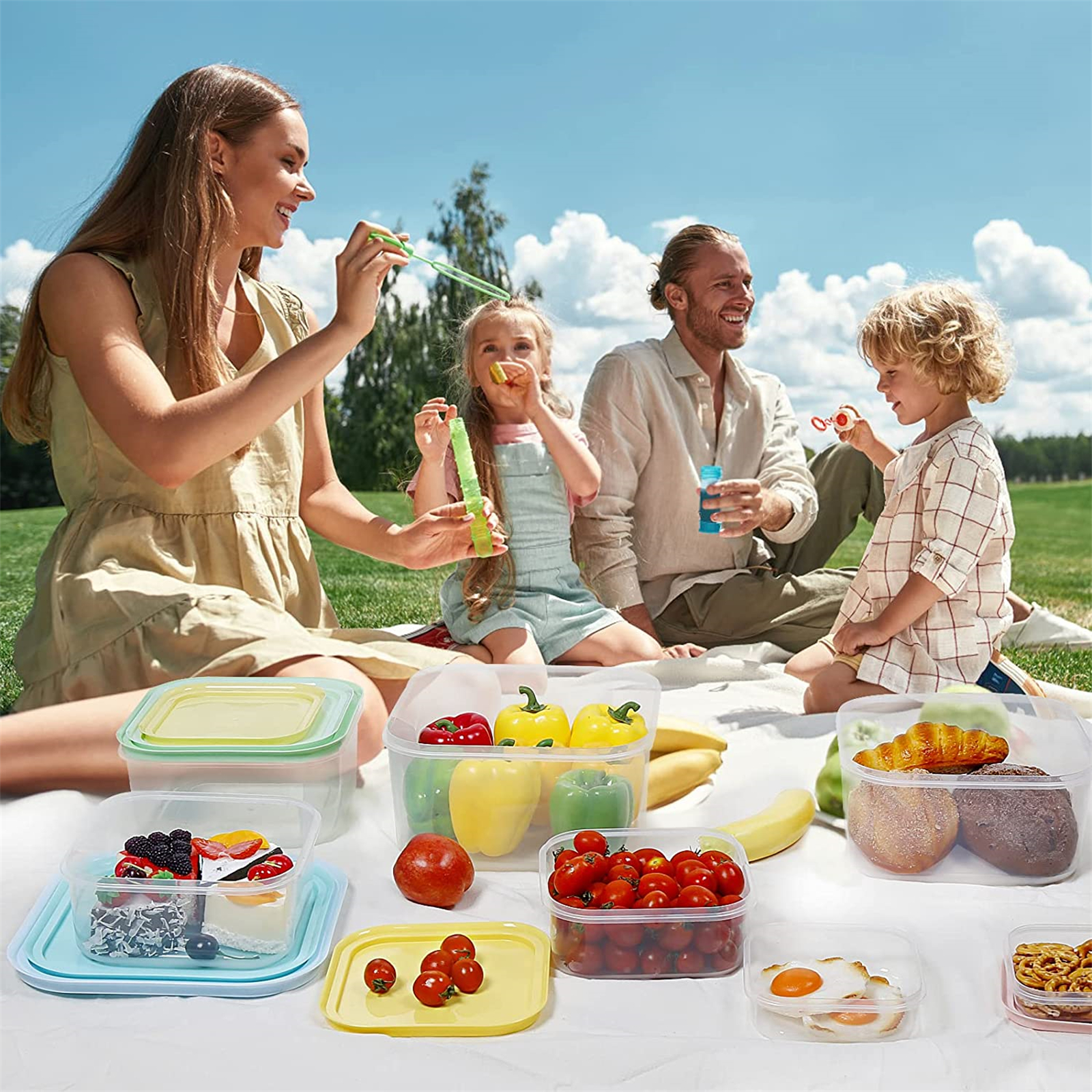 Shopwithgreen 8 Sets(16 Pieces) Multicolor Food Storage Containers - Square-shopwithgreen