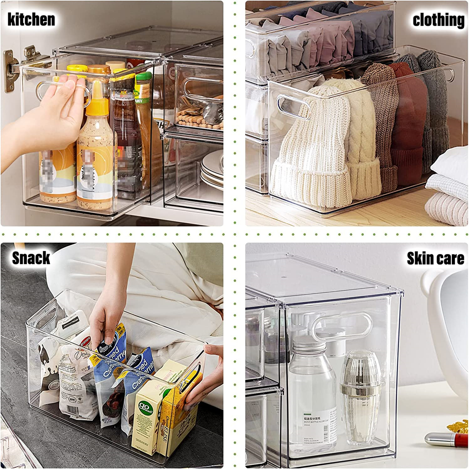 Shopwithgreen Refrigerator Organizer Bins with Pull-out Drawer - Extra Large-shopwithgreen