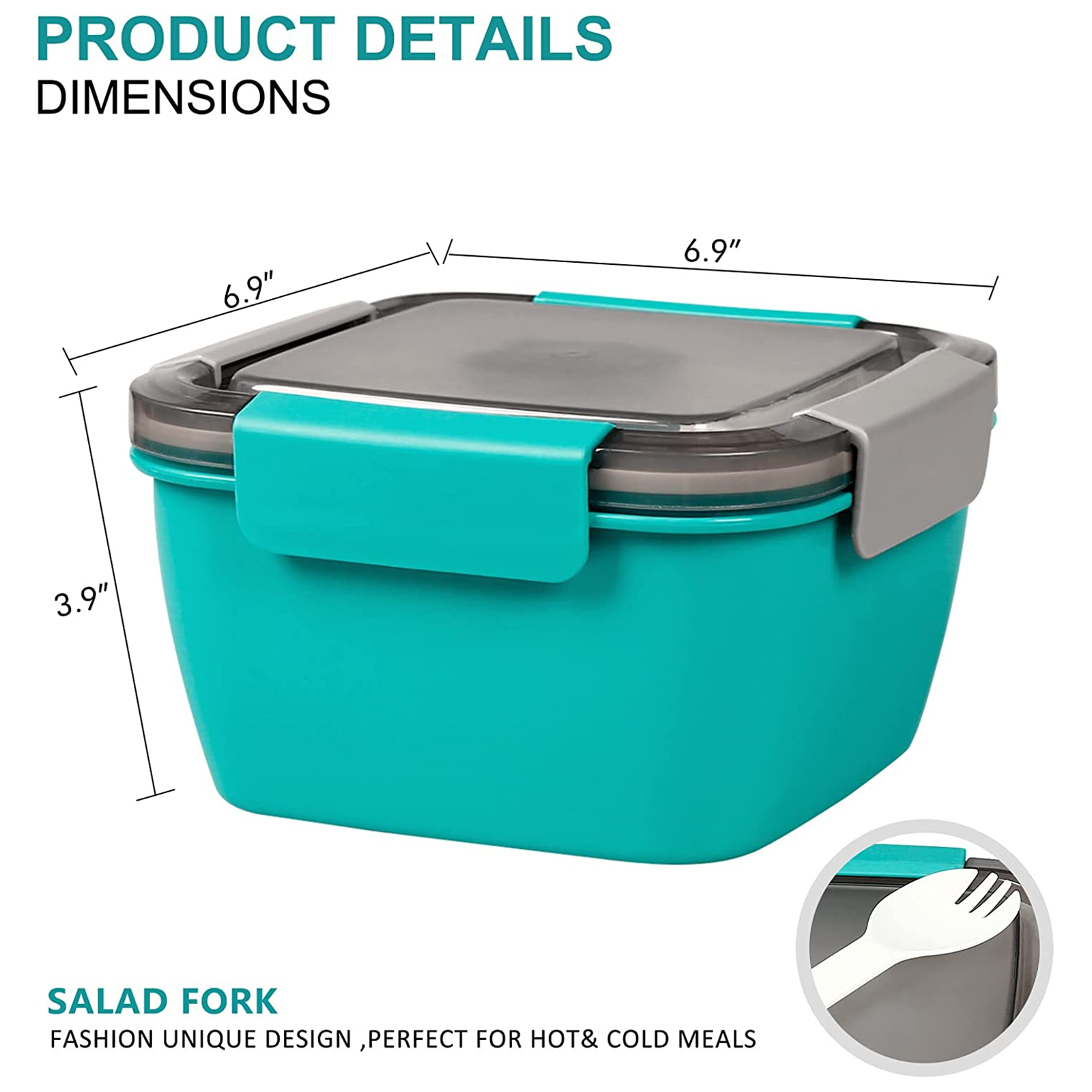 Shopwithgreen 52 OZ to Go Salad Container Lunch Container with 3-Compartment - Lake Blue-shopwithgreen