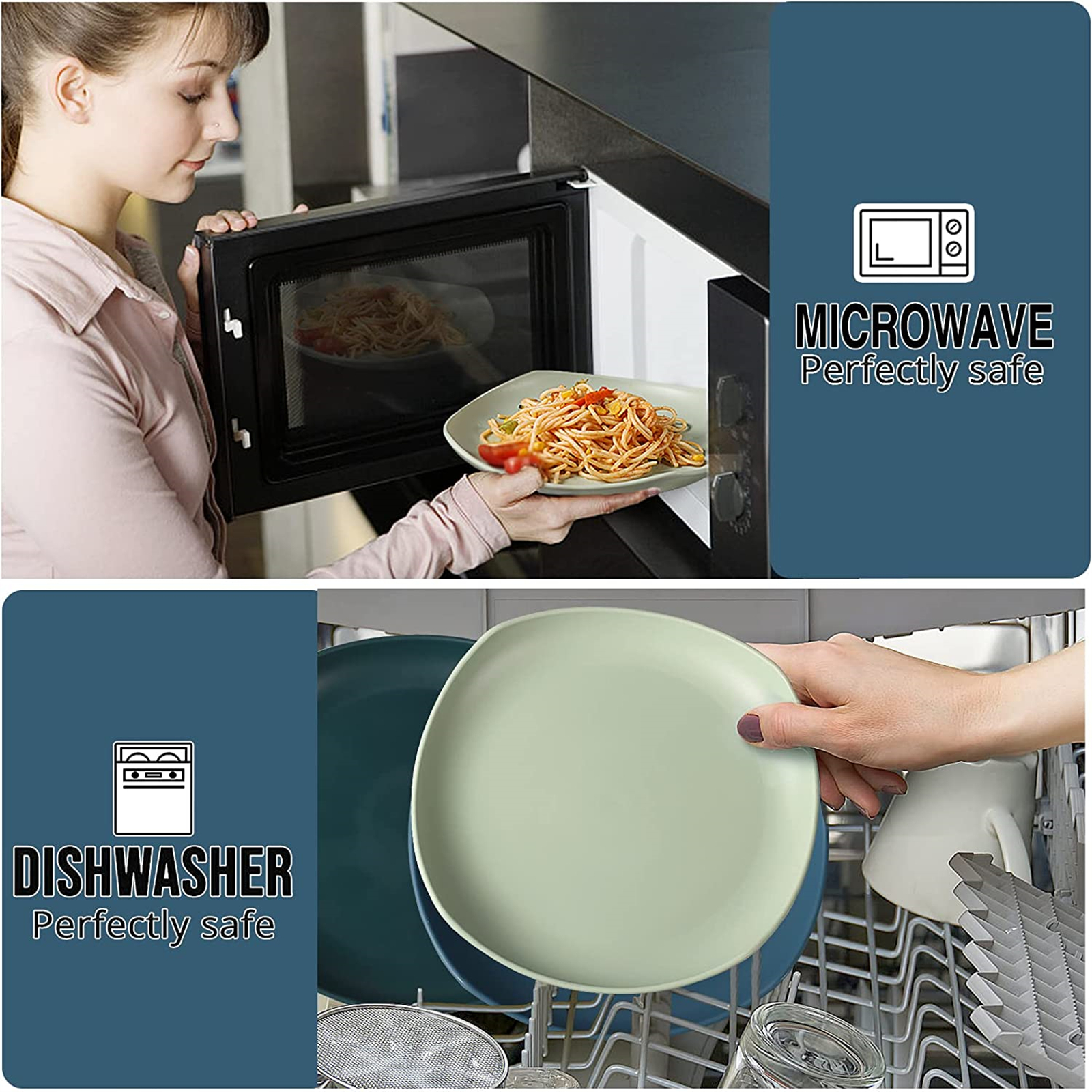 Shopwithgreen Lightweight & Unbreakable Plastic Square Dinnerware Sets - 16 PCS-shopwithgreen