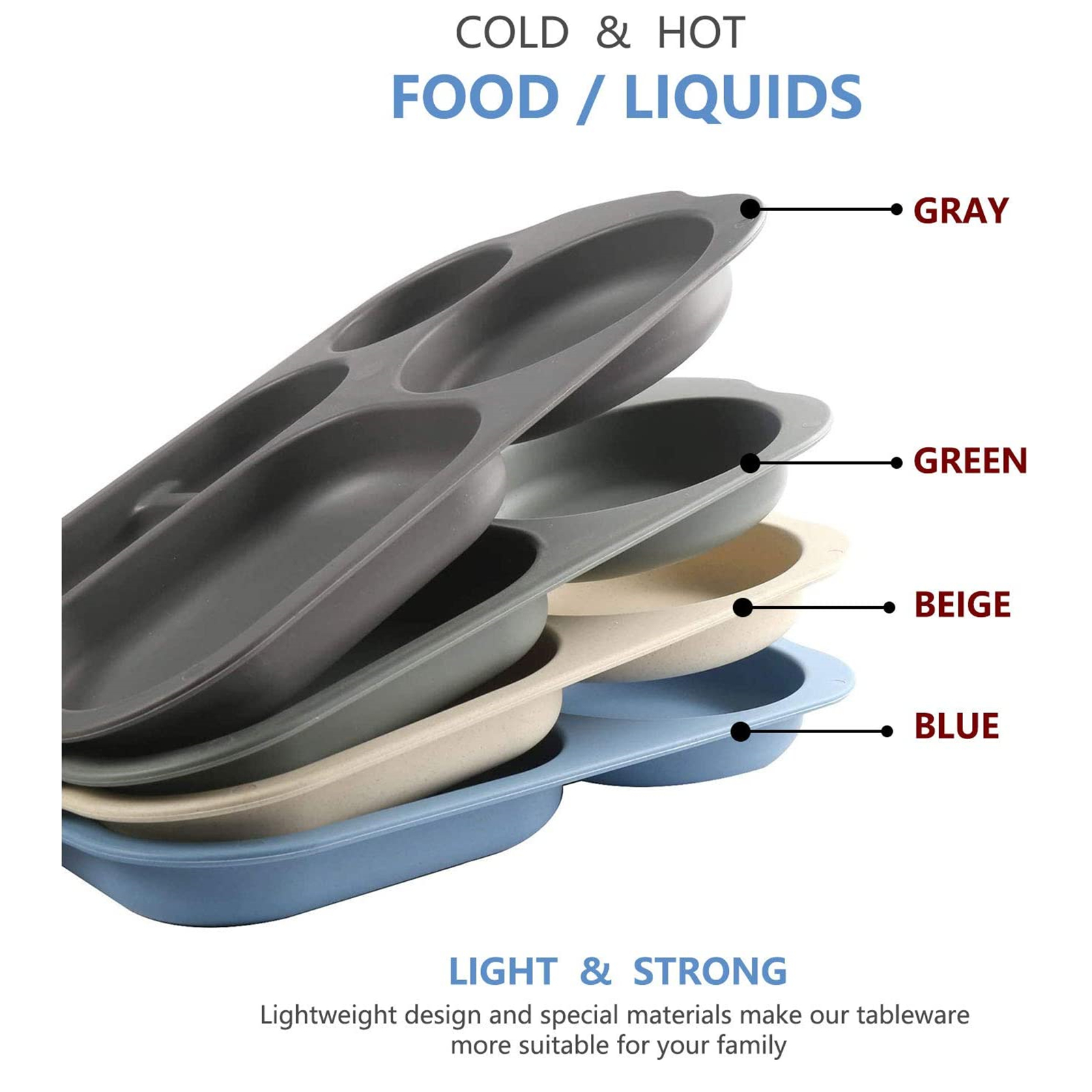 Shopwithgreen Wheat Straw Kids Divided Plates - 4 pcs 11 Inch-shopwithgreen