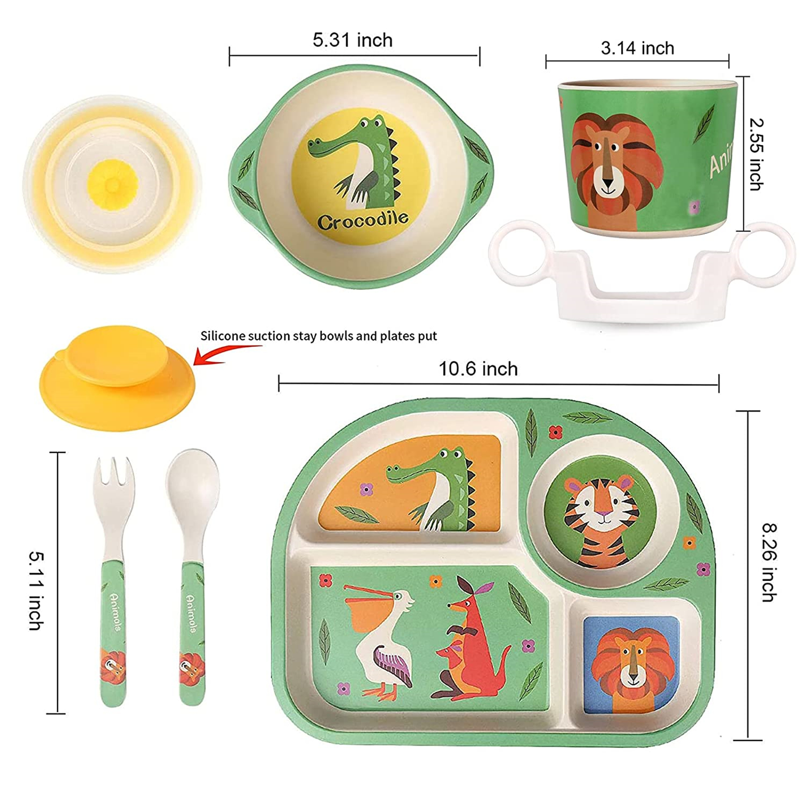 Shopwithgreen Bamboo Kids Dinnerware Set 7 pcs-shopwithgreen