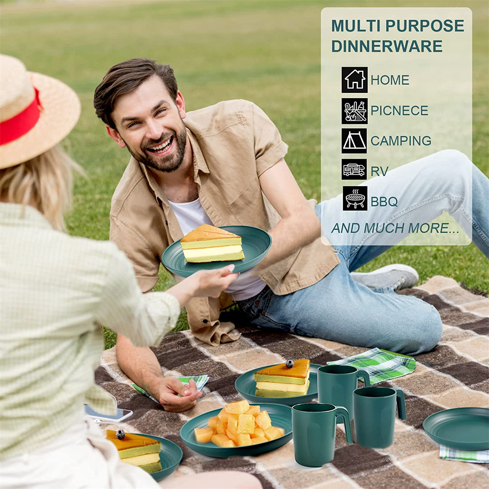 Shopwithgreen Lightweight & Unbreakable Plastic Dinnerware Sets - 16 PCS-shopwithgreen