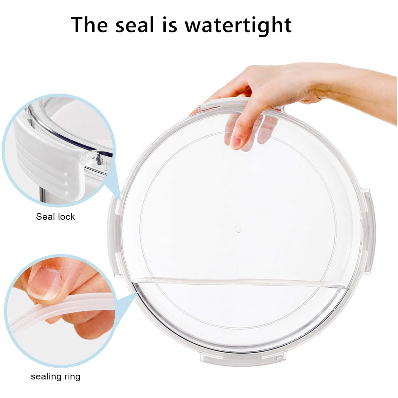 Shopwithgreen Divided Serving Tray with Lid & 5 Compartment Removable Dividers - Round Transparent-shopwithgreen