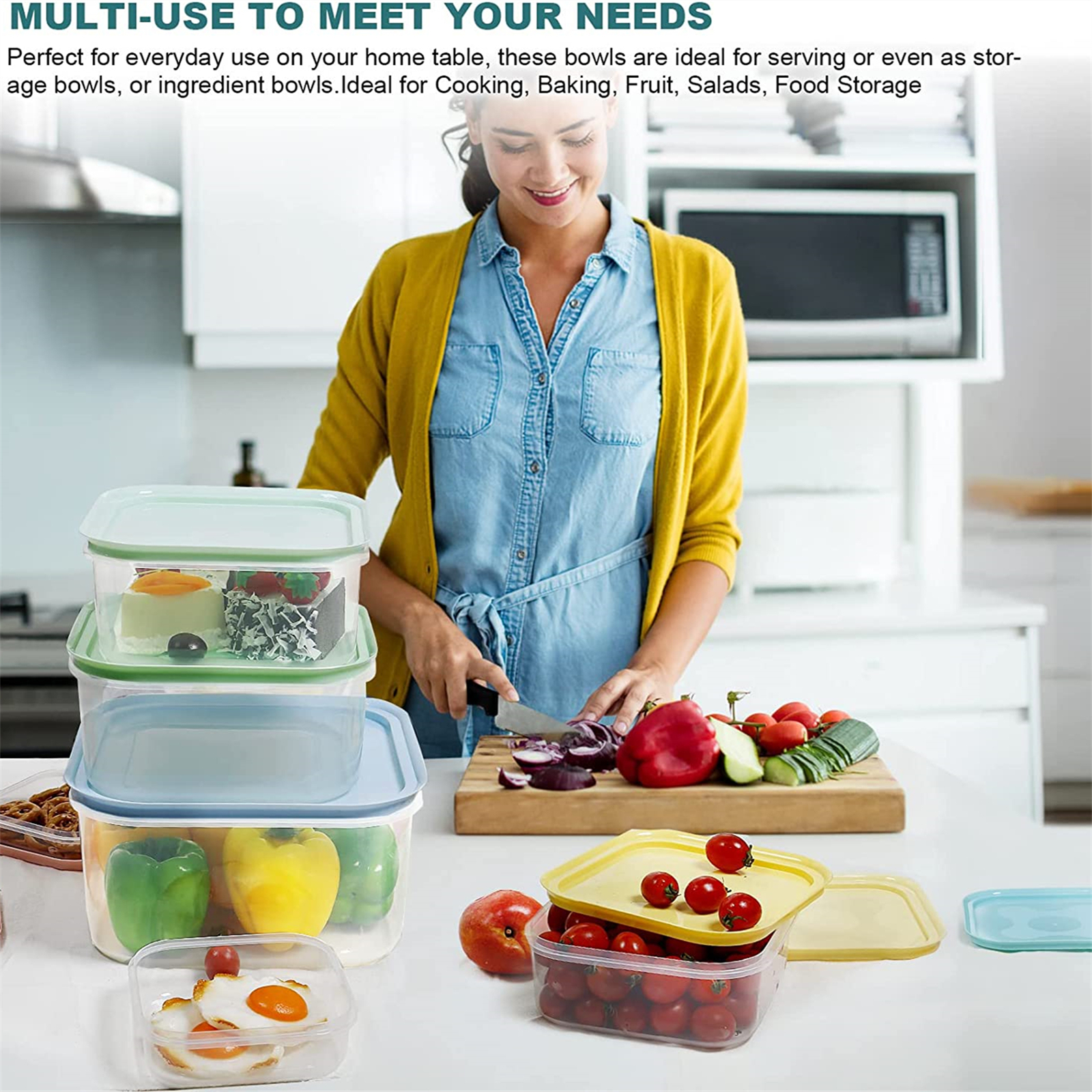 Shopwithgreen 8 Sets(16 Pieces) Multicolor Food Storage Containers - Square-shopwithgreen