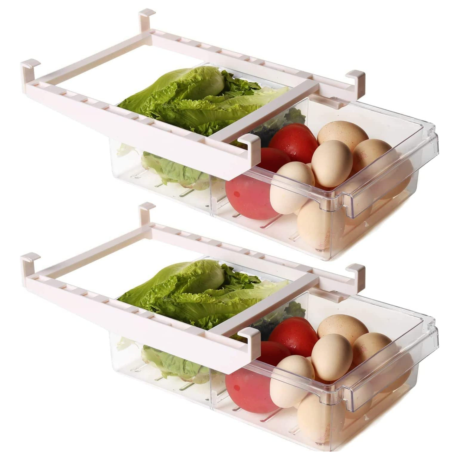 Shopwithgreen Refrigerator Organizer Bins with Handle with 2 Divided Sections-shopwithgreen