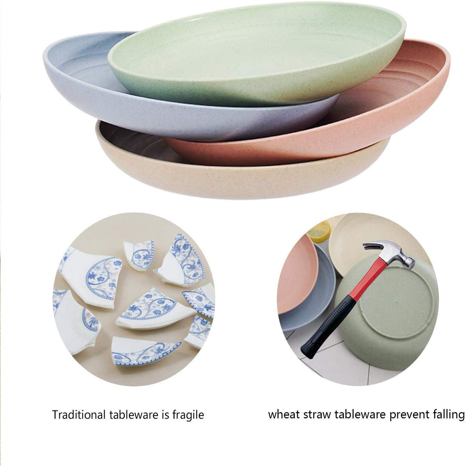 Shopwithgreen Wheat Straw Plastic Plates - 4pcs 10 inch Pale Blush-shopwithgreen