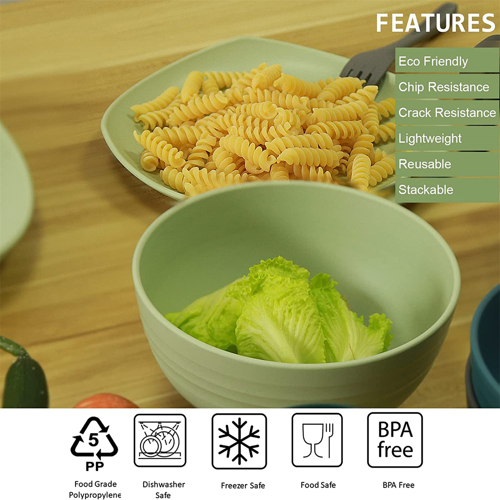 Shopwithgreen Lightweight & Unbreakable Plastic Square Dinnerware Sets - 16 PCS-shopwithgreen