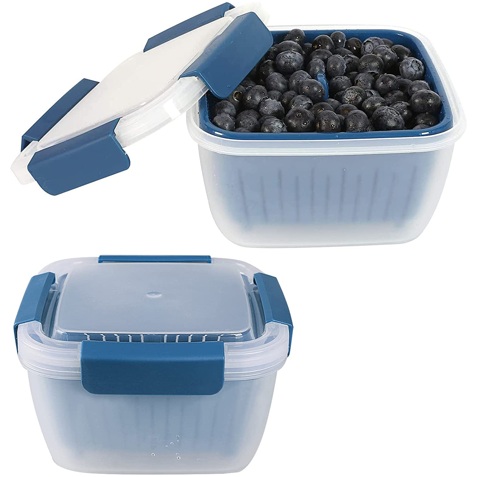 Shopwithgreen Berry Keeper Box Containers 2pcs - 52oz Blue-shopwithgreen
