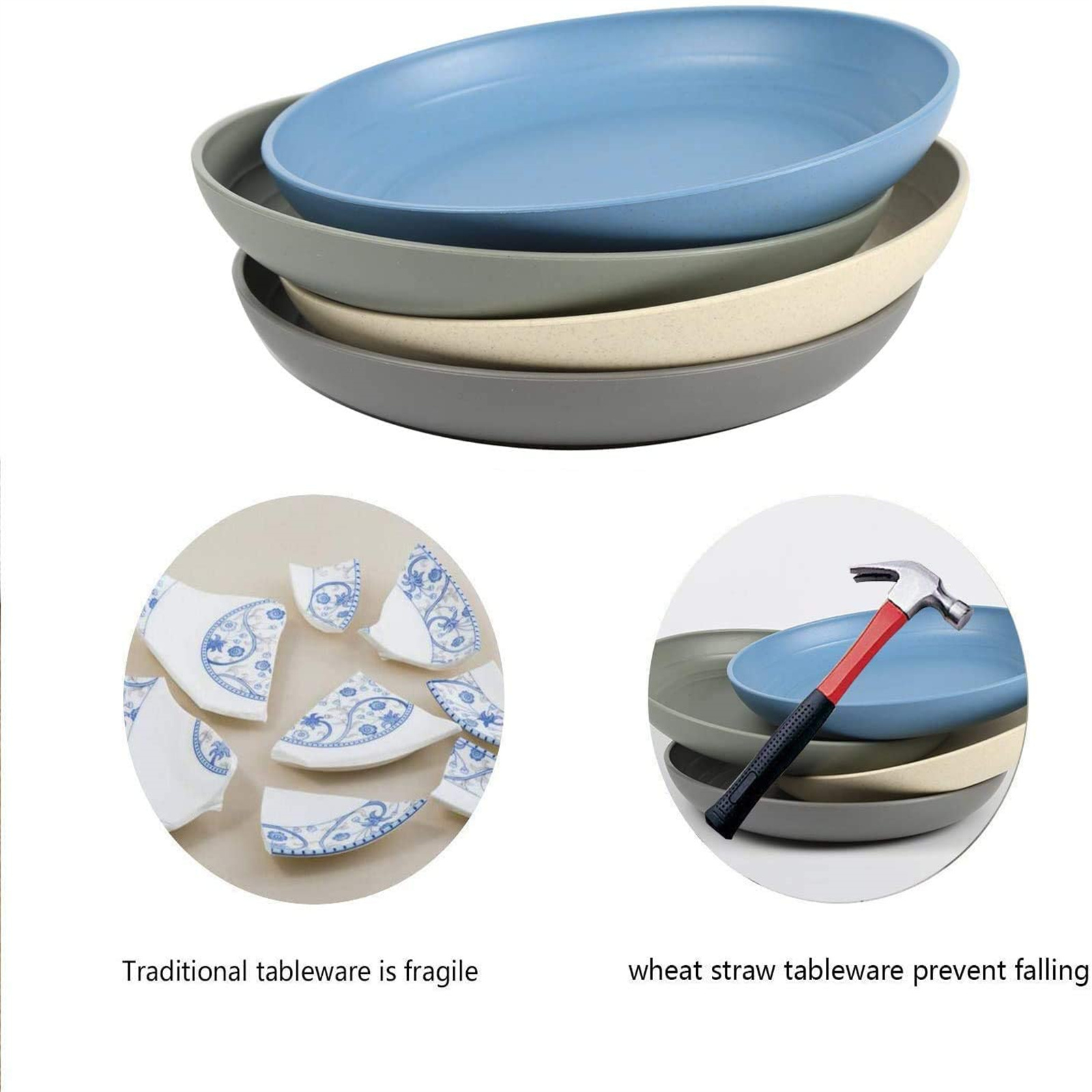 Shopwithgreen Wheat Straw Plastic Plates - 4pcs 10 inch Coastal-shopwithgreen