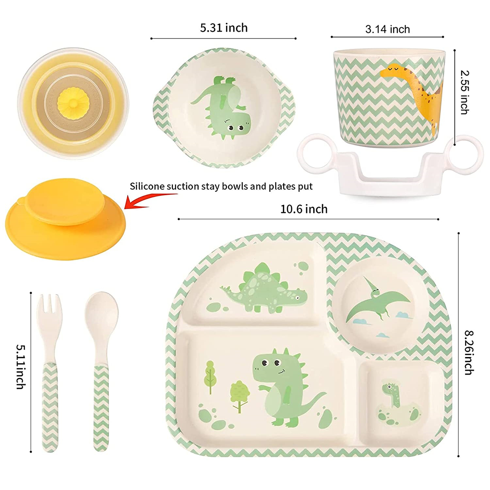 Shopwithgreen Bamboo Kids Dinnerware Set 7 pcs-shopwithgreen