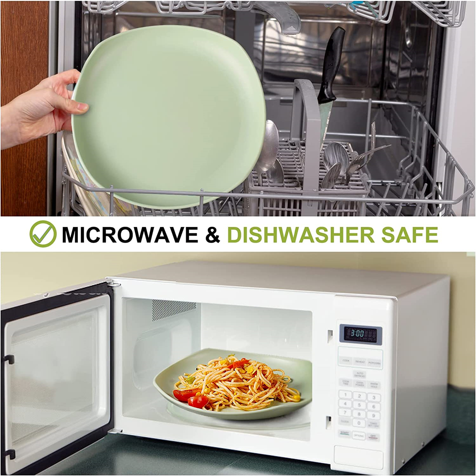 Shopwithgreen Lightweight & Unbreakable Plastic Square Dinnerware Sets - 16 PCS-shopwithgreen