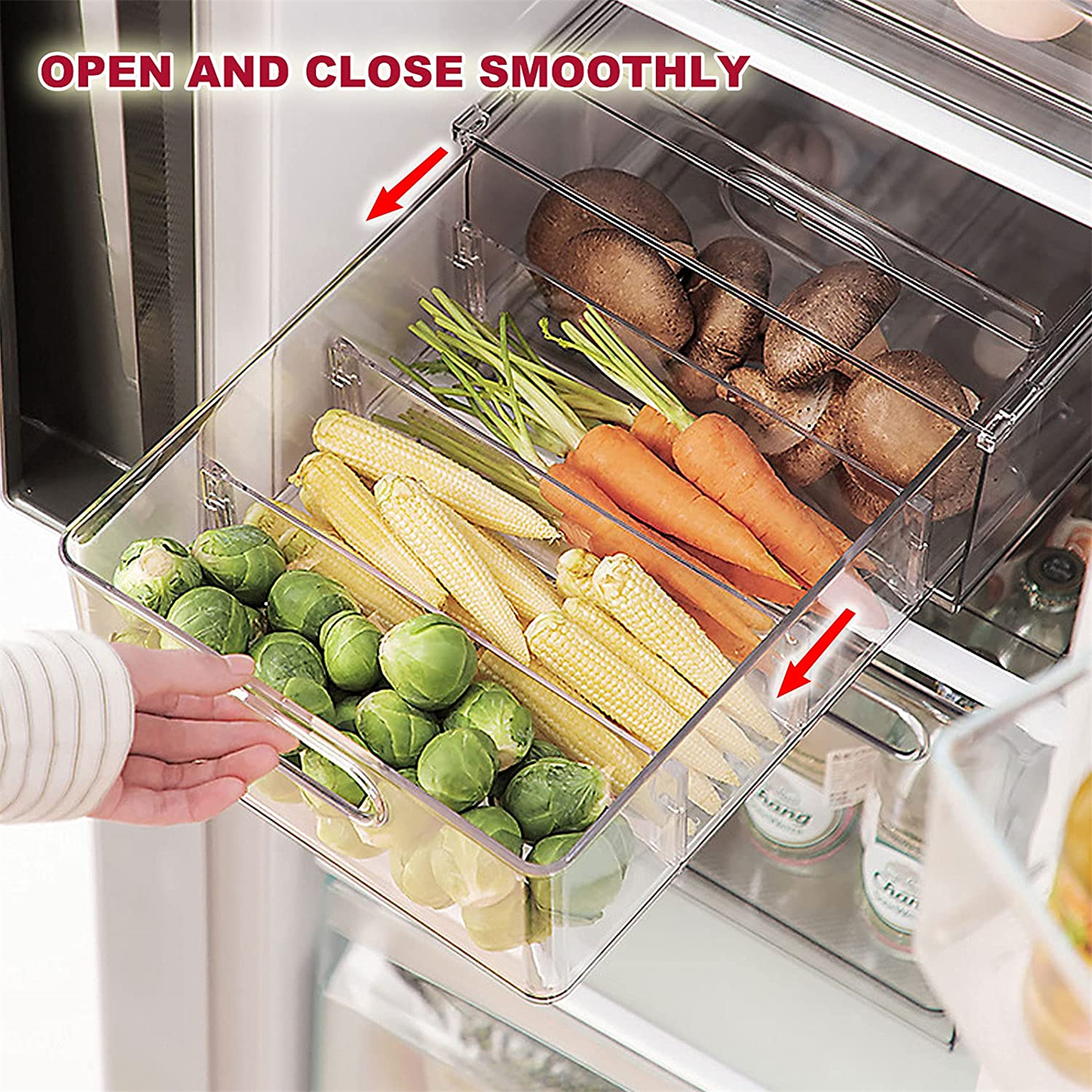 Shopwithgreen Refrigerator Organizer Bins with Pull-out Drawer - 2pcs Small-shopwithgreen