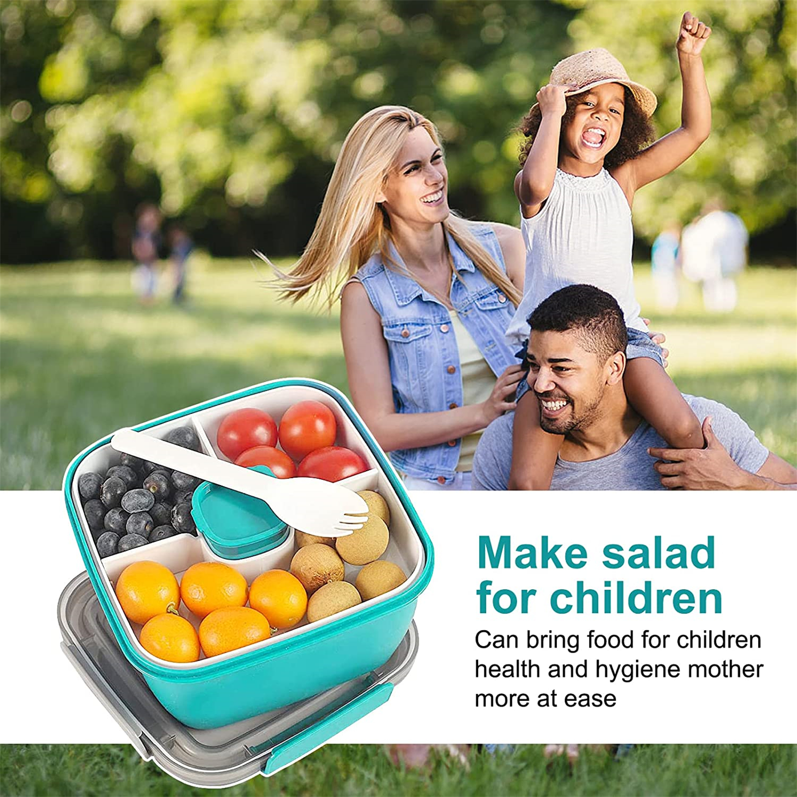 Shopwithgreen 52 OZ to Go Salad Container Lunch Container with 3-Compartment - Lake Blue-shopwithgreen
