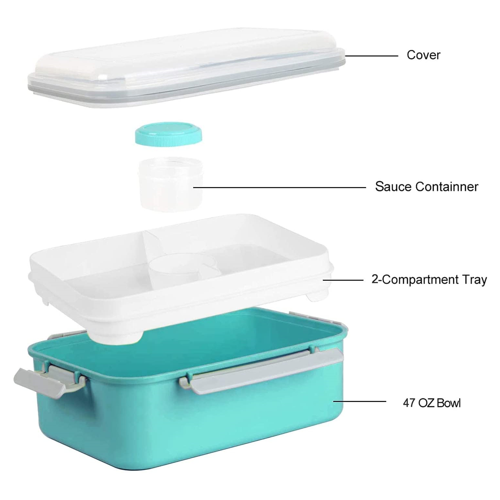 Shopwithgreen Salad Food Storage Container to Go 47-oz with 3-Compartment 3 pcs - Navy & Dark Green & Light Blue-shopwithgreen