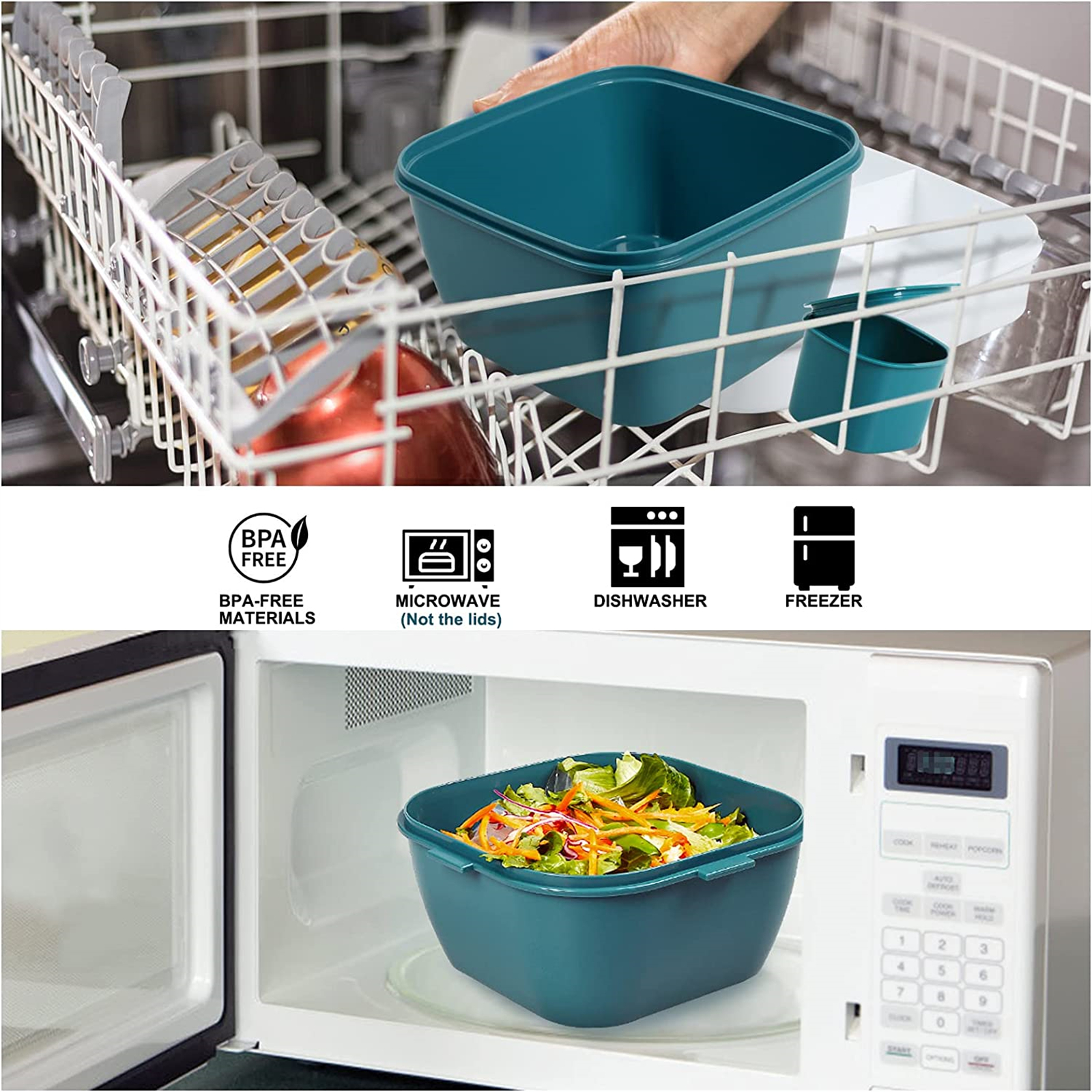 Shopwithgreen 52 OZ to Go Salad Container Lunch Container with 3-Compartment - Dark Blue-shopwithgreen