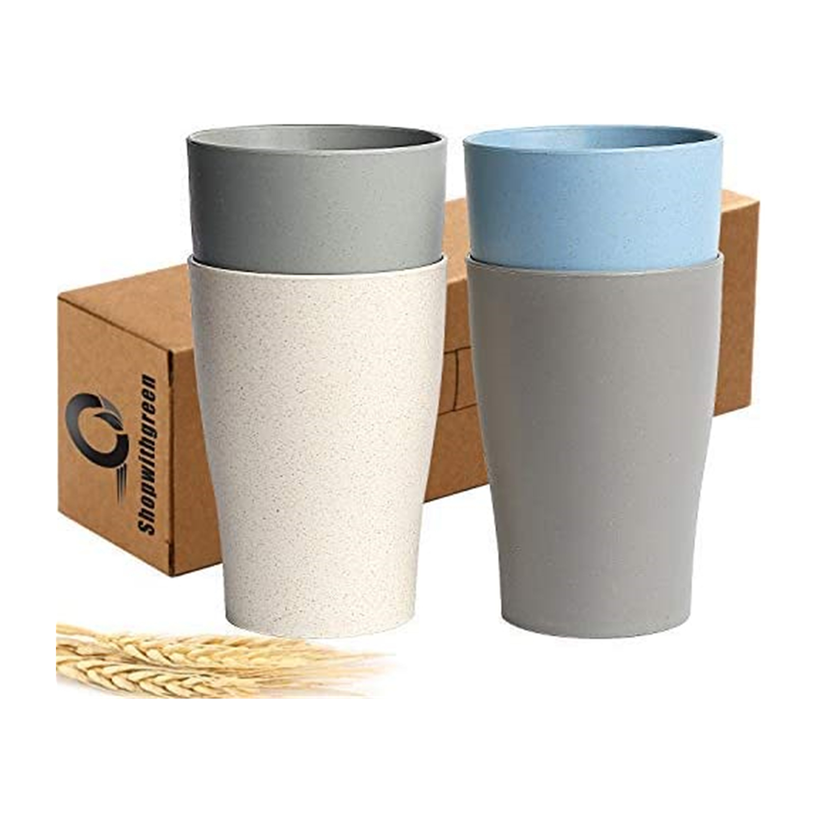 Shopwithgreen Wheat Straw Drinking Cups - 4pcs 13.5 OZ Coastal-shopwithgreen