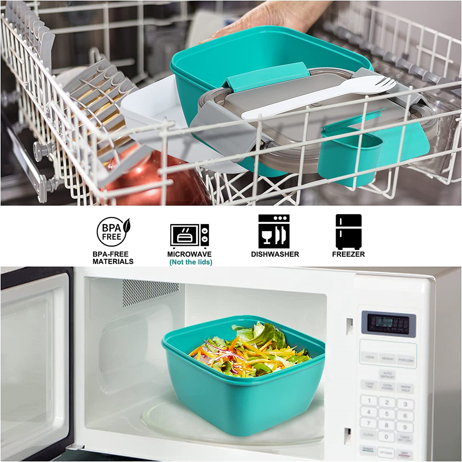 Shopwithgreen 52 OZ to Go Salad Container Lunch Container with 3-Compartment - Lake Blue-shopwithgreen