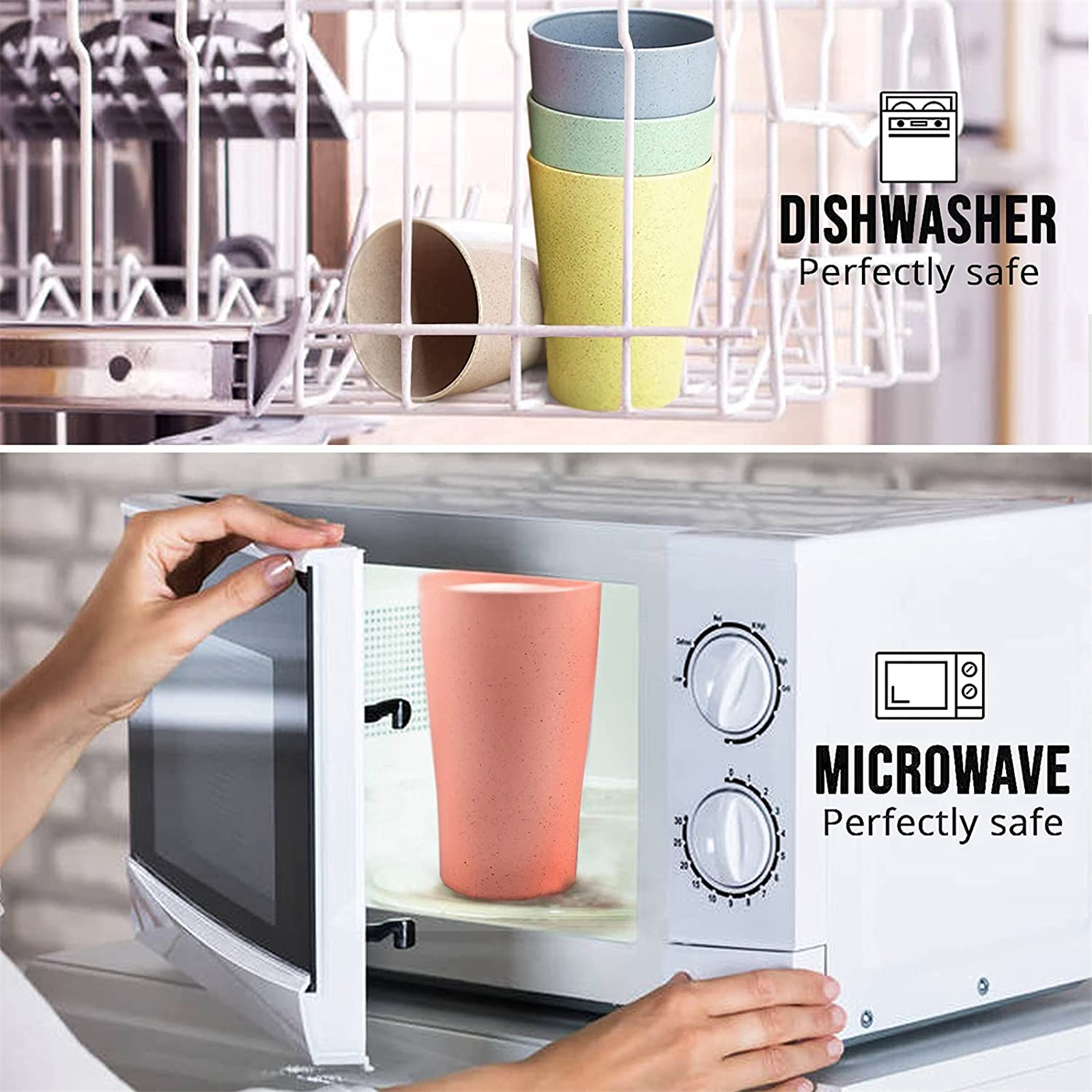 Shopwithgreen Wheat Straw Drinking Tumblers - 6pcs 14 OZ Pale Blush-shopwithgreen