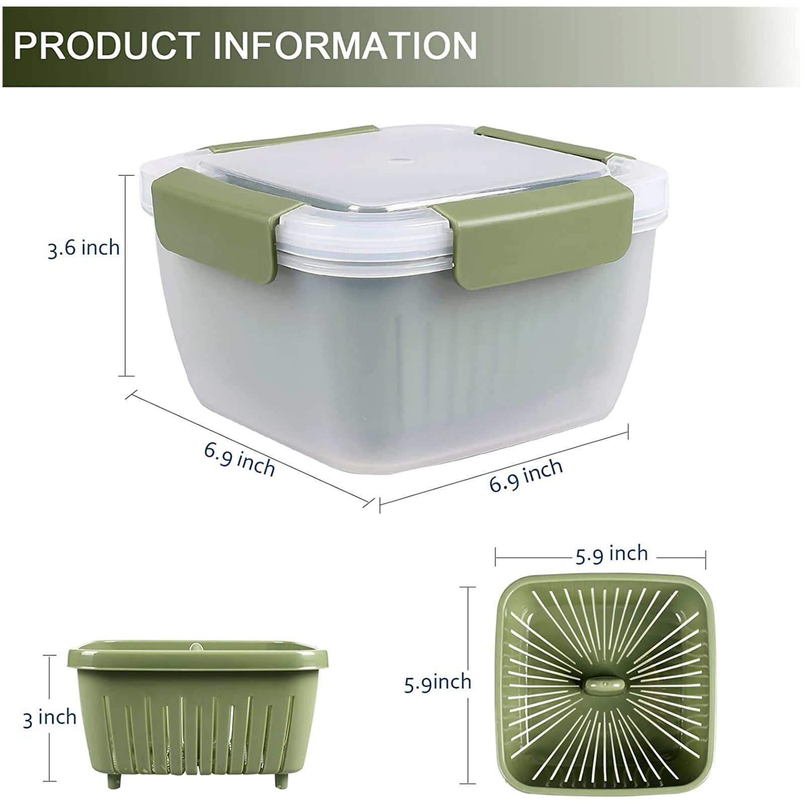 Shopwithgreen Berry Keeper Box Containers 52oz - Olive Green-shopwithgreen