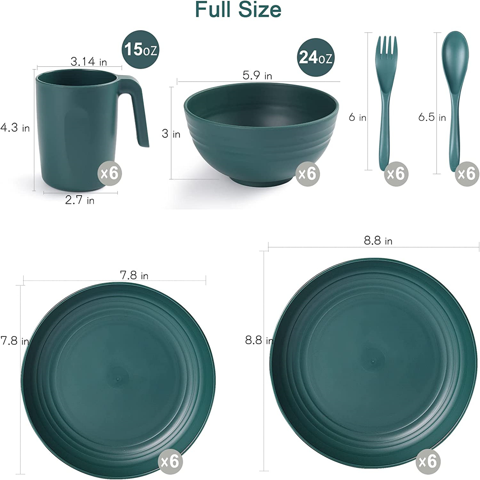 Shopwithgreen Lightweight & Unbreakable Plastic Dinnerware Sets - 36 PCS-shopwithgreen