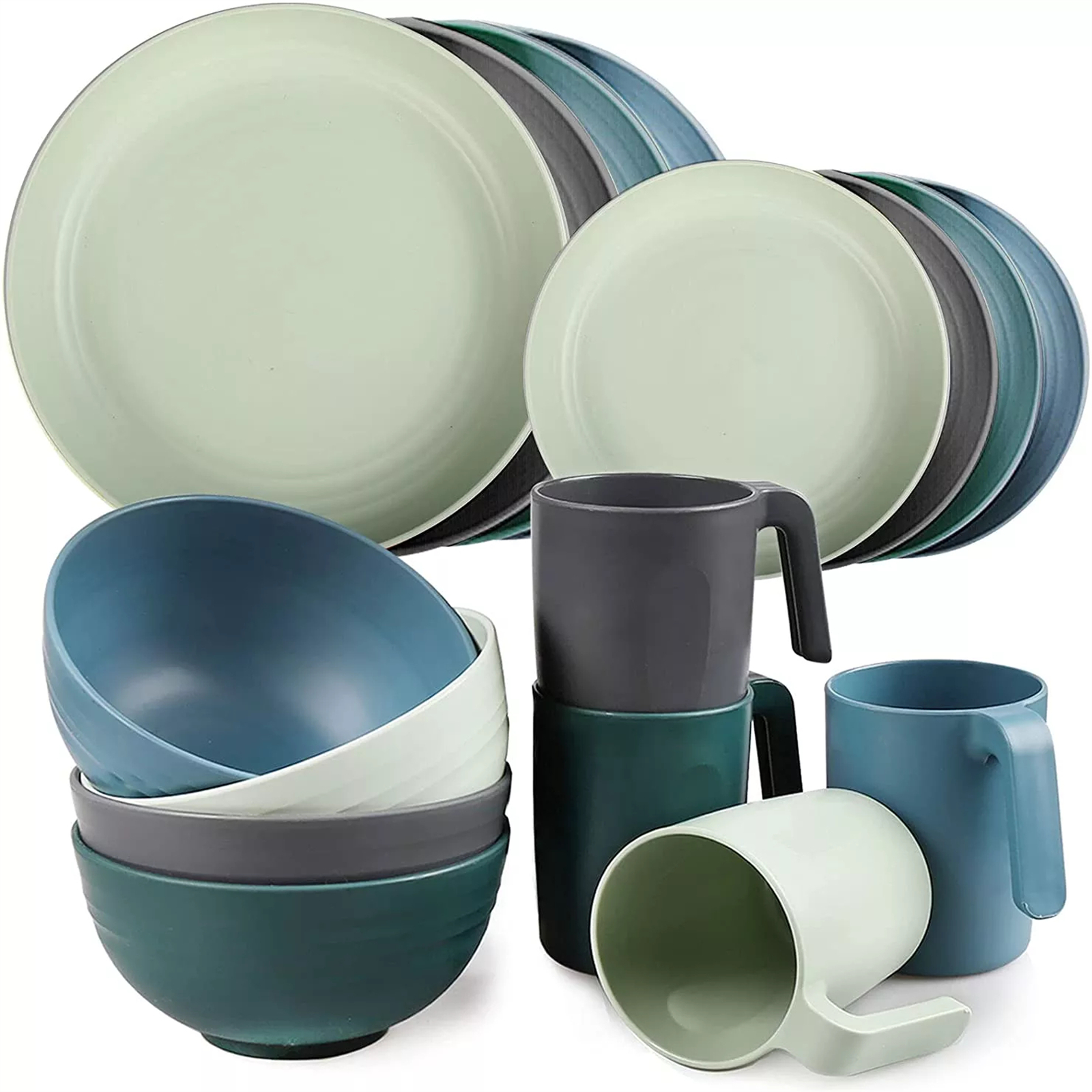 Shopwithgreen Lightweight & Unbreakable Plastic Dinnerware Sets - 16 PCS-shopwithgreen