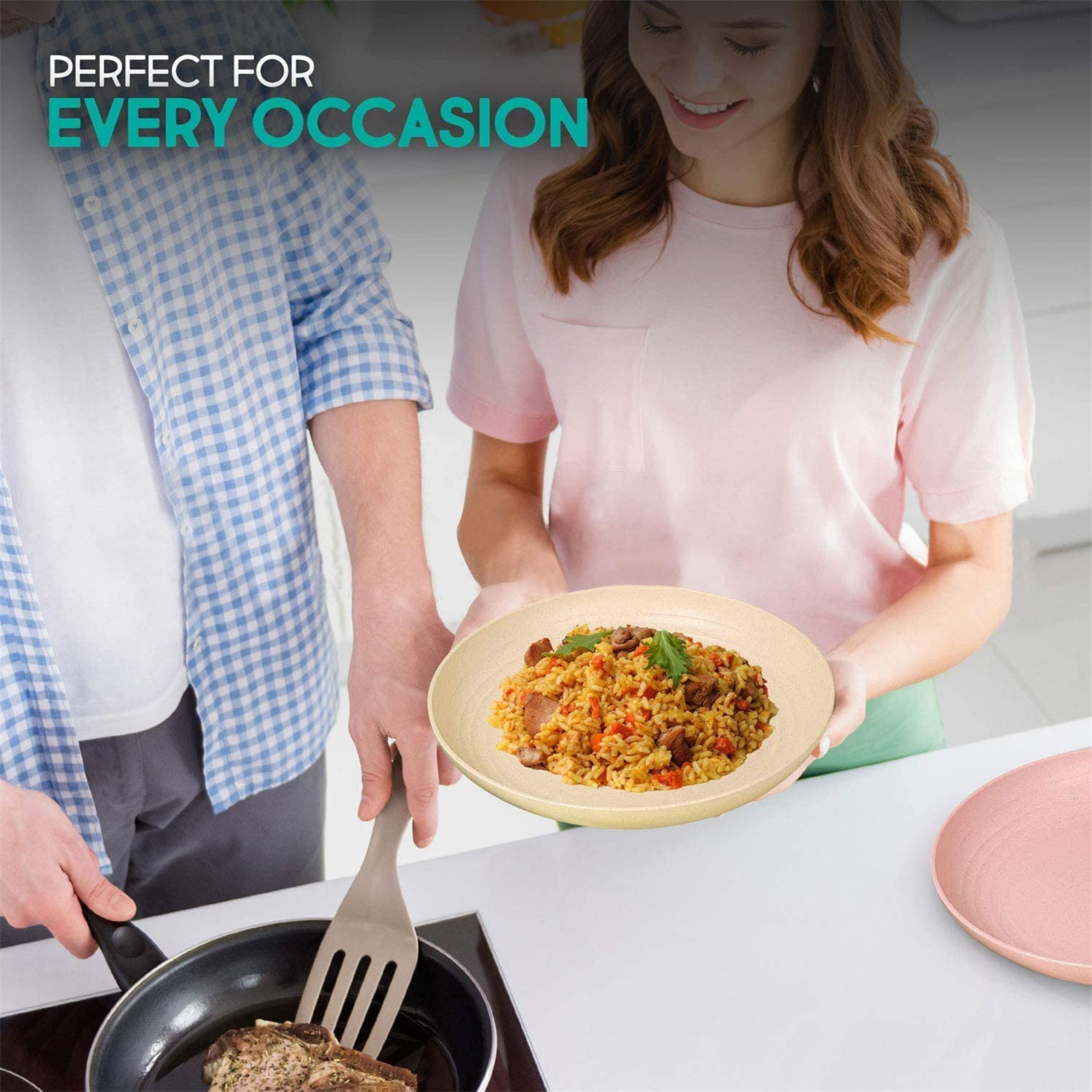 Shopwithgreen Wheat Straw Plastic Plates - 4pcs 10 inch Coastal-shopwithgreen