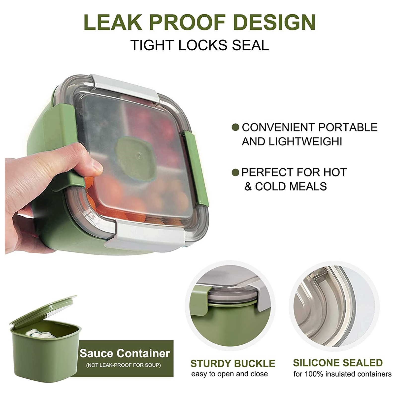 Shopwithgreen 52 OZ to Go Salad Container Lunch Container with 3-Compartment - Army Green-shopwithgreen