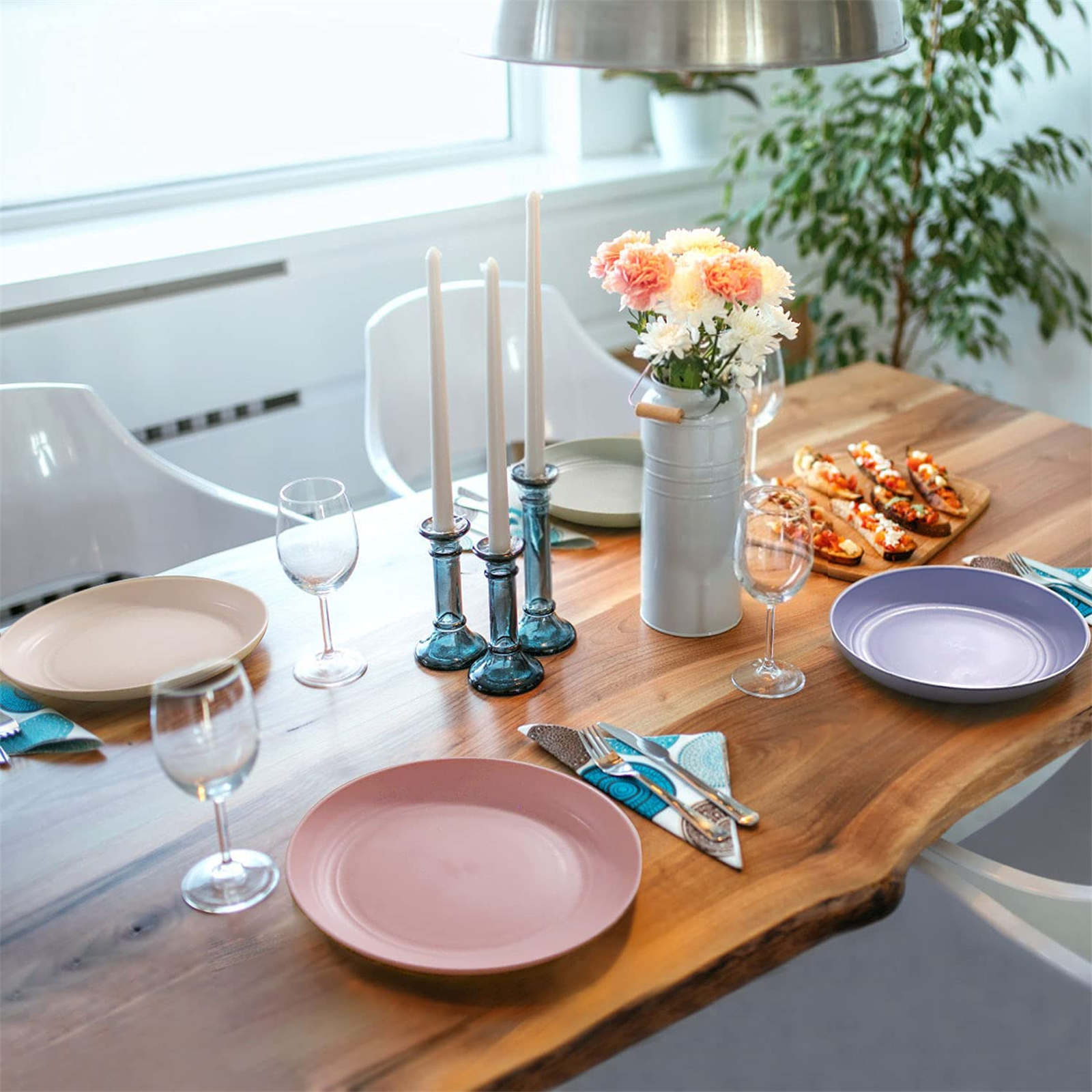 Shopwithgreen Wheat Straw Plastic Plates - 4pcs 8.8 inch Pale Blush-shopwithgreen