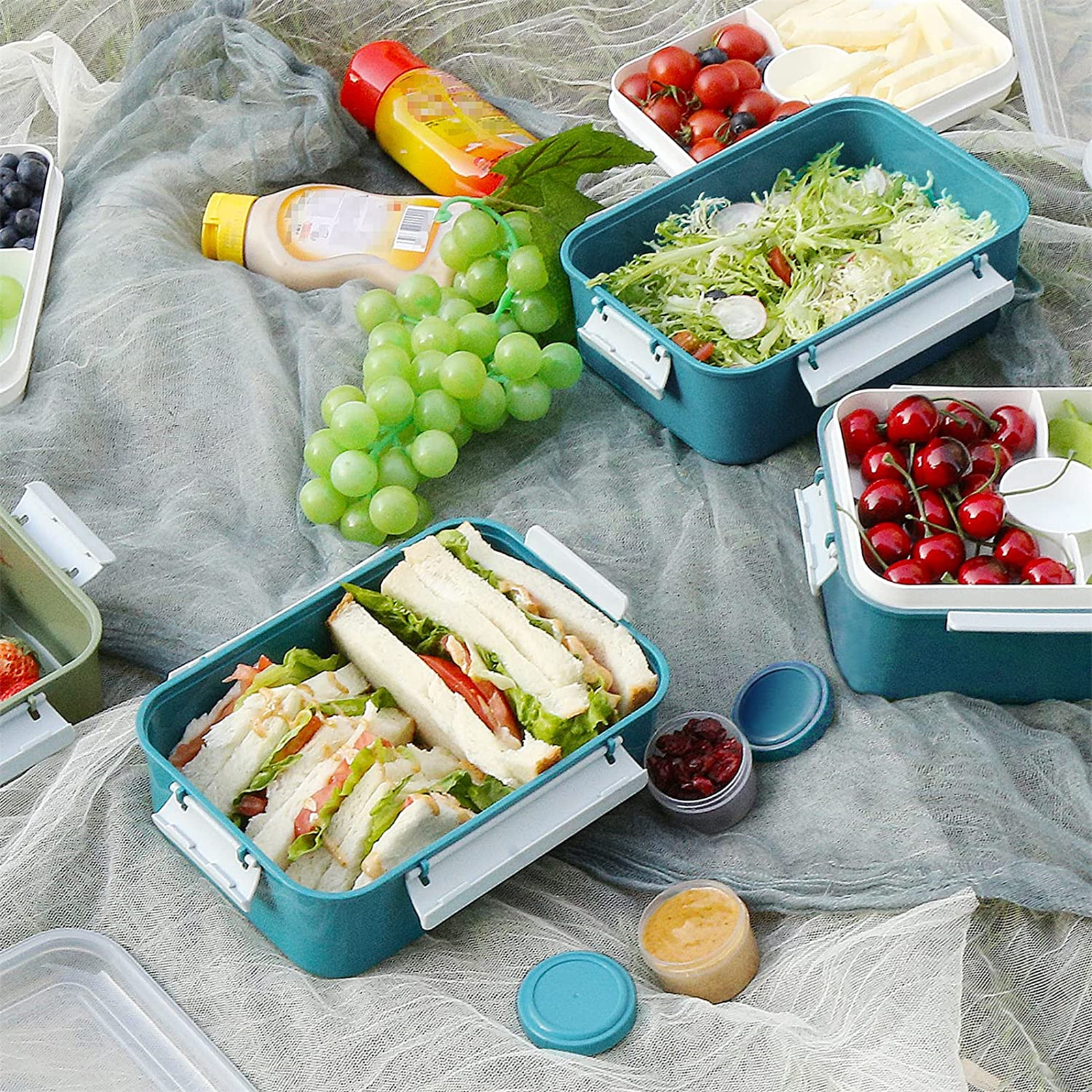 Shopwithgreen Salad Food Storage Container to Go 47-oz with 3-Compartment 3 pcs - Navy-shopwithgreen