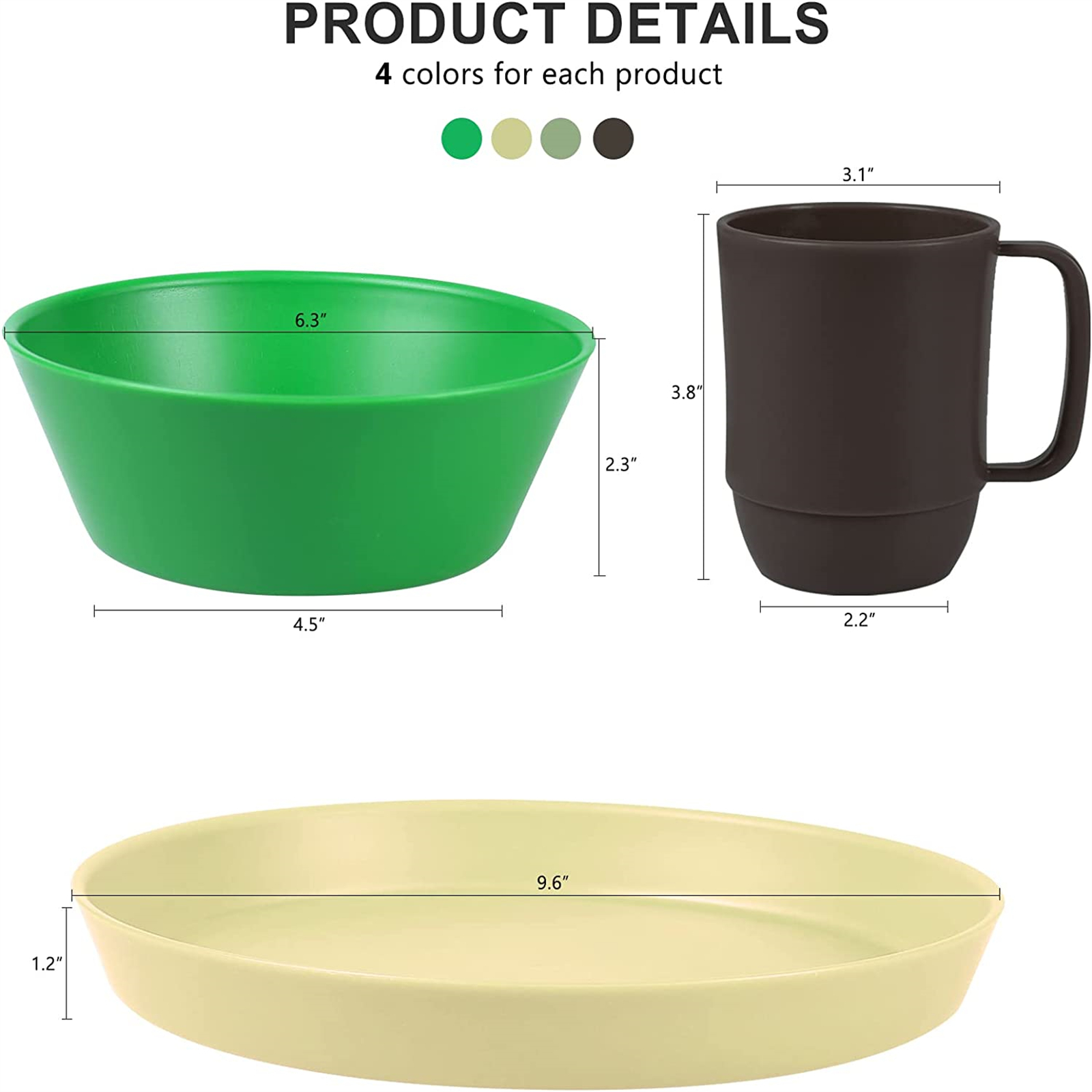Shopwithgreen Lightweight & Unbreakable Plastic Dinnerware Sets - 12 PCS-shopwithgreen