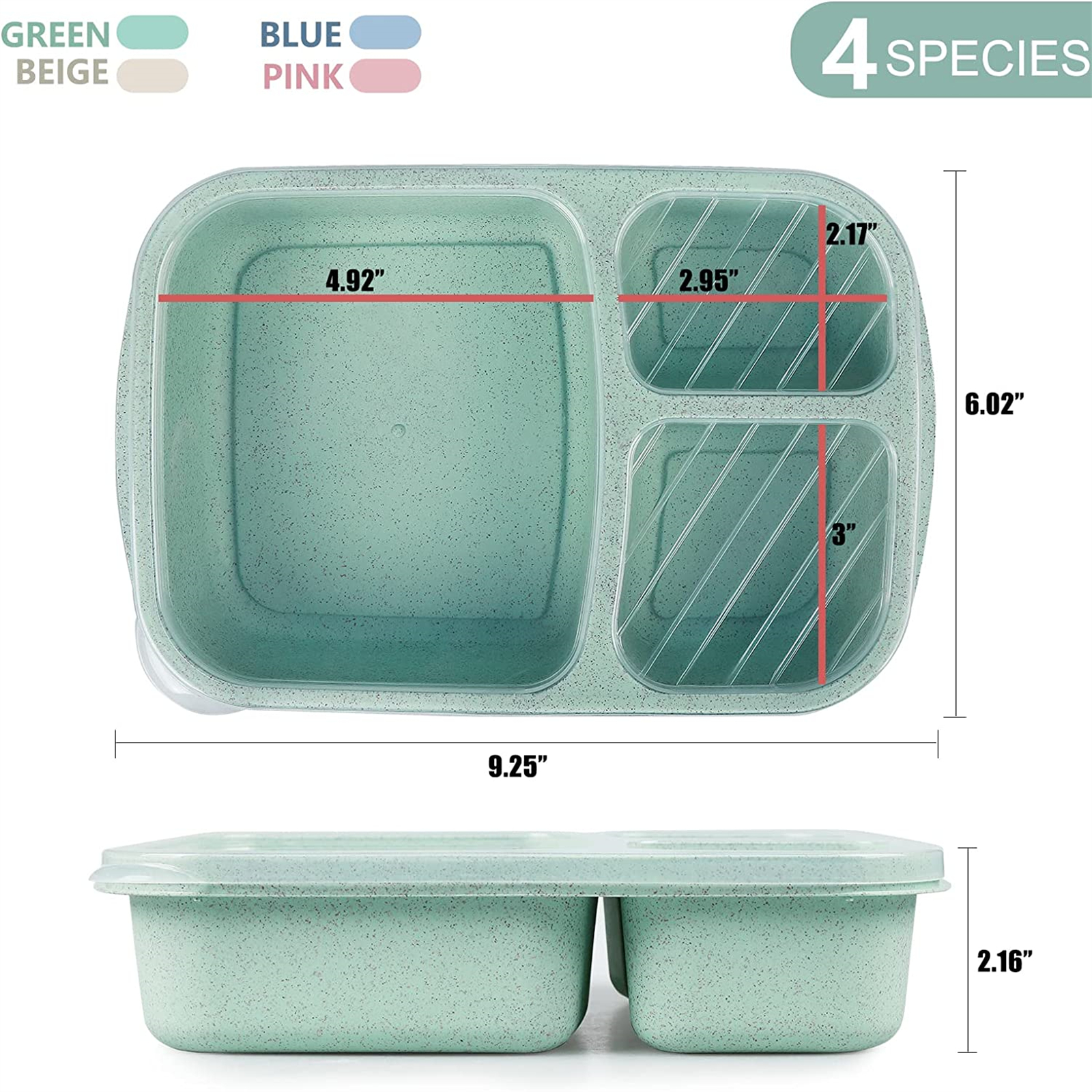 Shopwithgreen Meal Prep Plastic Lunch Containers with 4