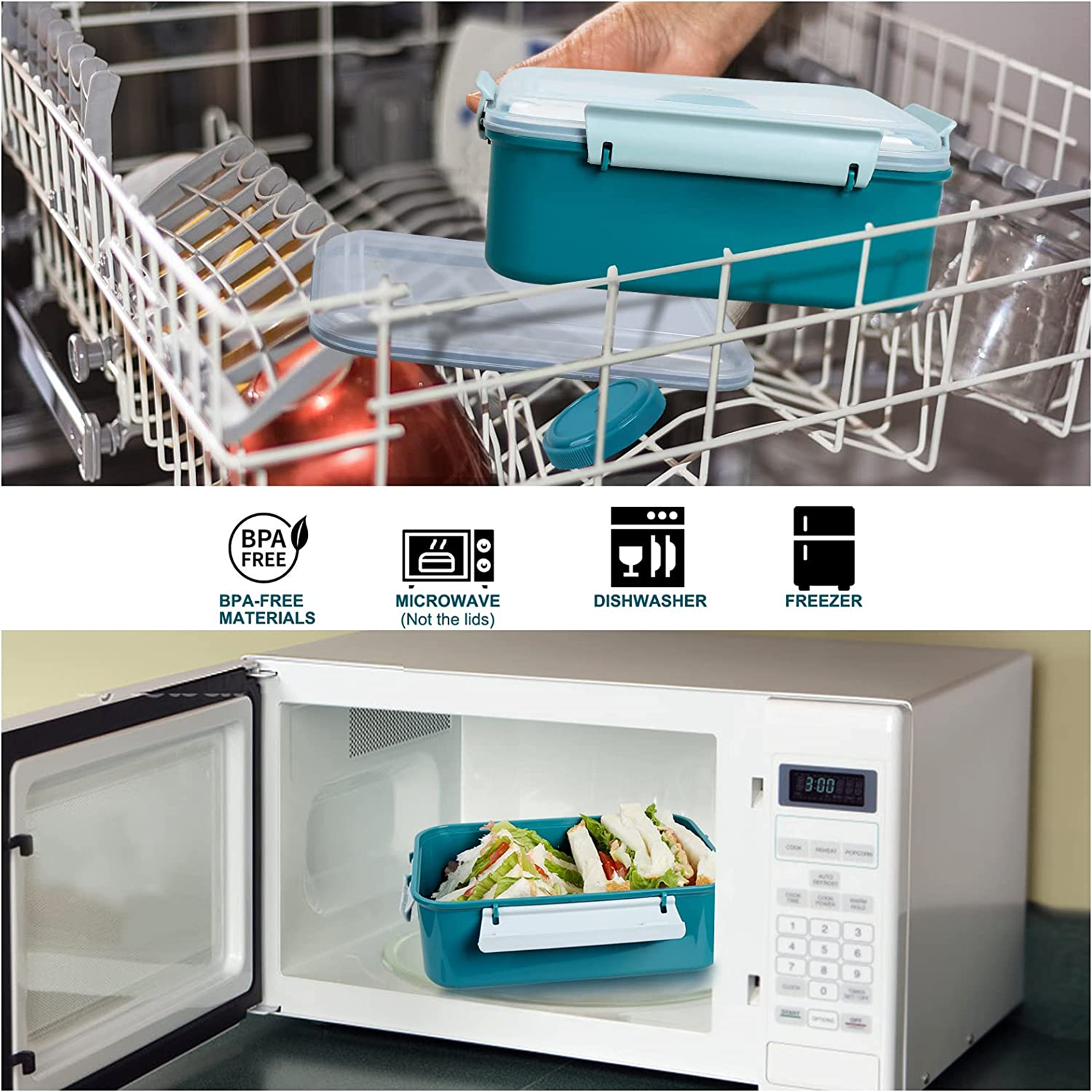 Shopwithgreen Salad Food Storage Container to Go 47-oz with 3-Compartment 3 pcs - Navy-shopwithgreen