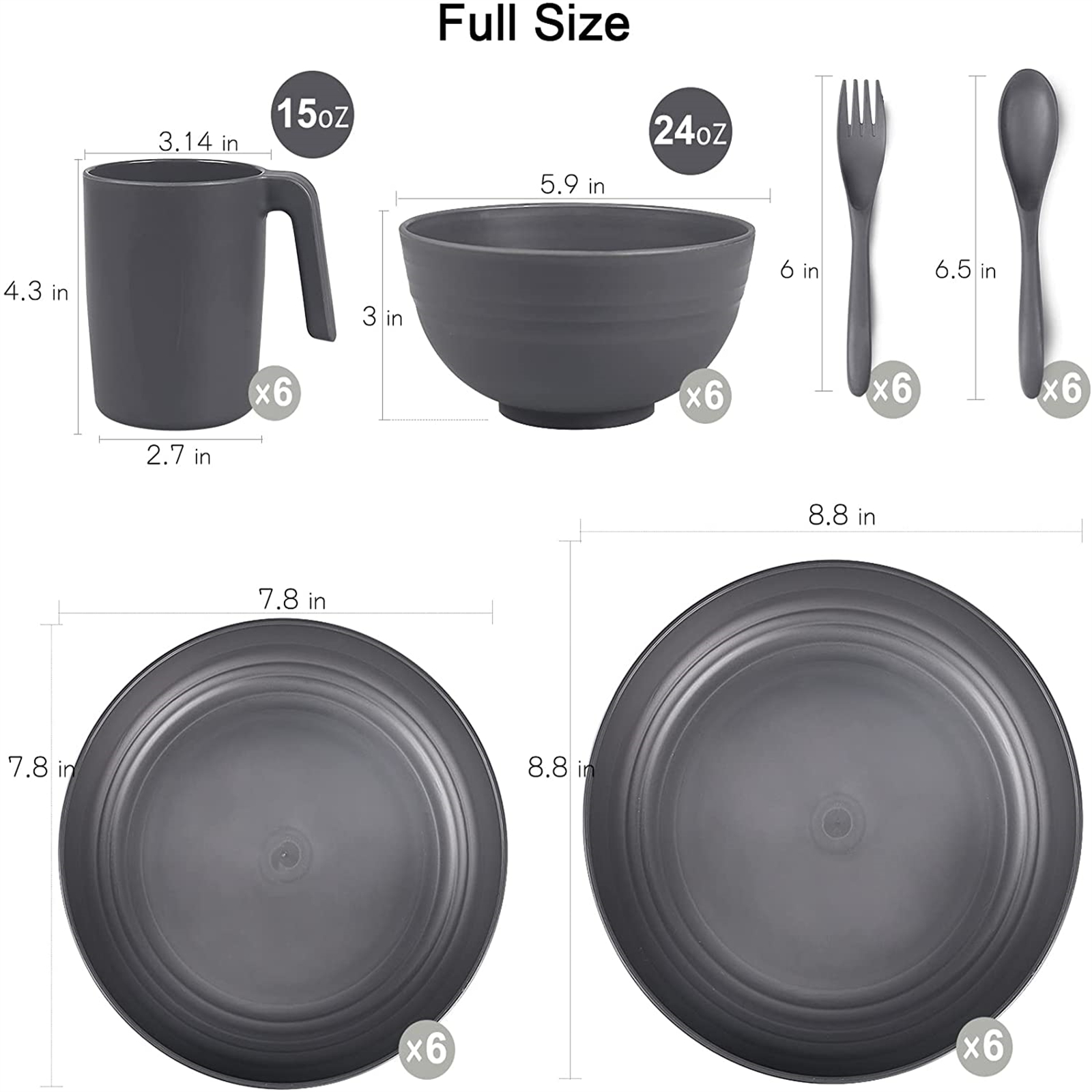 Shopwithgreen Lightweight & Unbreakable Plastic Dinnerware Sets - 36 PCS-shopwithgreen