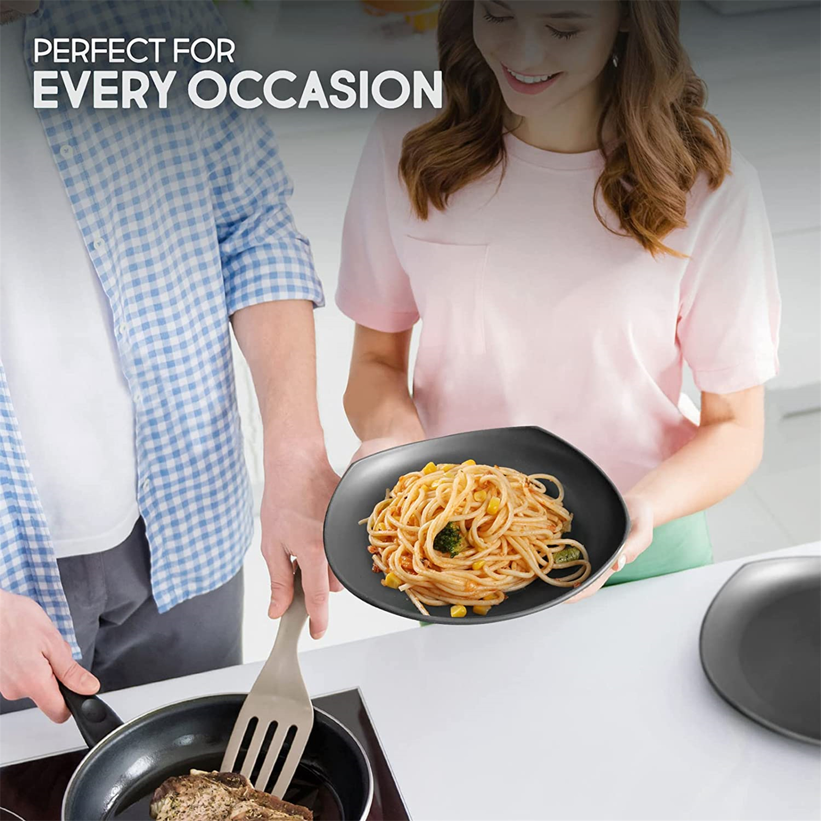 Shopwithgreen Lightweight & Unbreakable Plastic Square Dinnerware Sets - 16 PCS-shopwithgreen