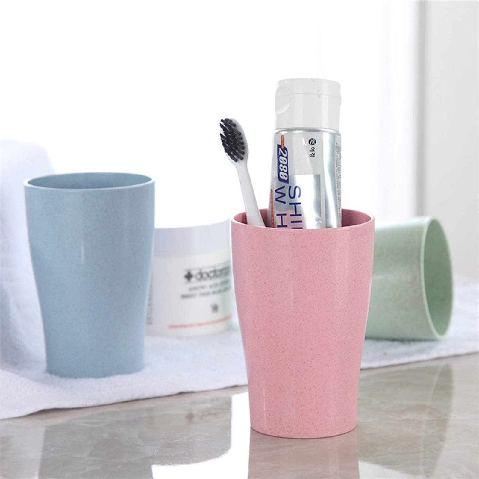 Shopwithgreen Wheat Straw Drinking Cups - 4pcs 13.5 OZ Pale Blush-shopwithgreen