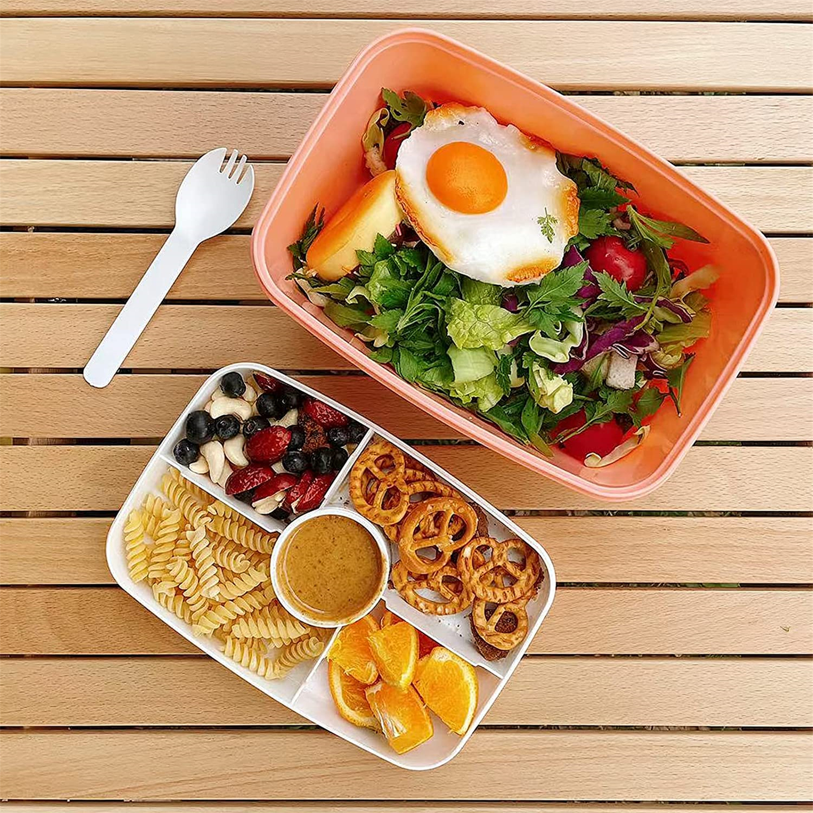 Shopwithgreen 68 OZ to Go Salad Container Lunch Container with 5-Compartment - Pink-shopwithgreen