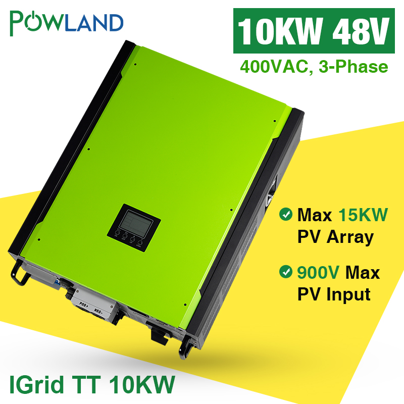 POWLAND 10KW Solar Inverter 48V 380V Grid Bond Inverter 3 Phase On Grid Off Grid Inverter Hybrid Inverter