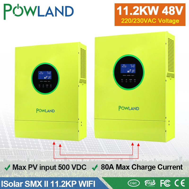 Powland 11.2KW/11200W Solar Inverter  MPPT Pure Sine Wave 500VDC 60A Solar Charge Controller 48V 220V 50Hz/60Hz Off Grid Inverter With Wifi Module Ship Fron EU