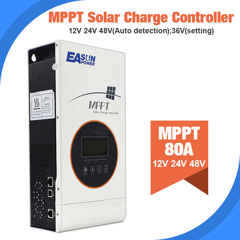 POWLAND MPPT Solar Controller 80A 12V/24V/48V Solar Charger Battery 36V setting Charger Max 150VDC
