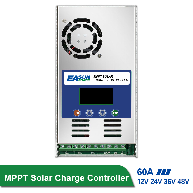 POWLAND 60A MPPT Solar Regulator Charge Controller DC12/24/36/48V Auto Max PV 180 V LCD